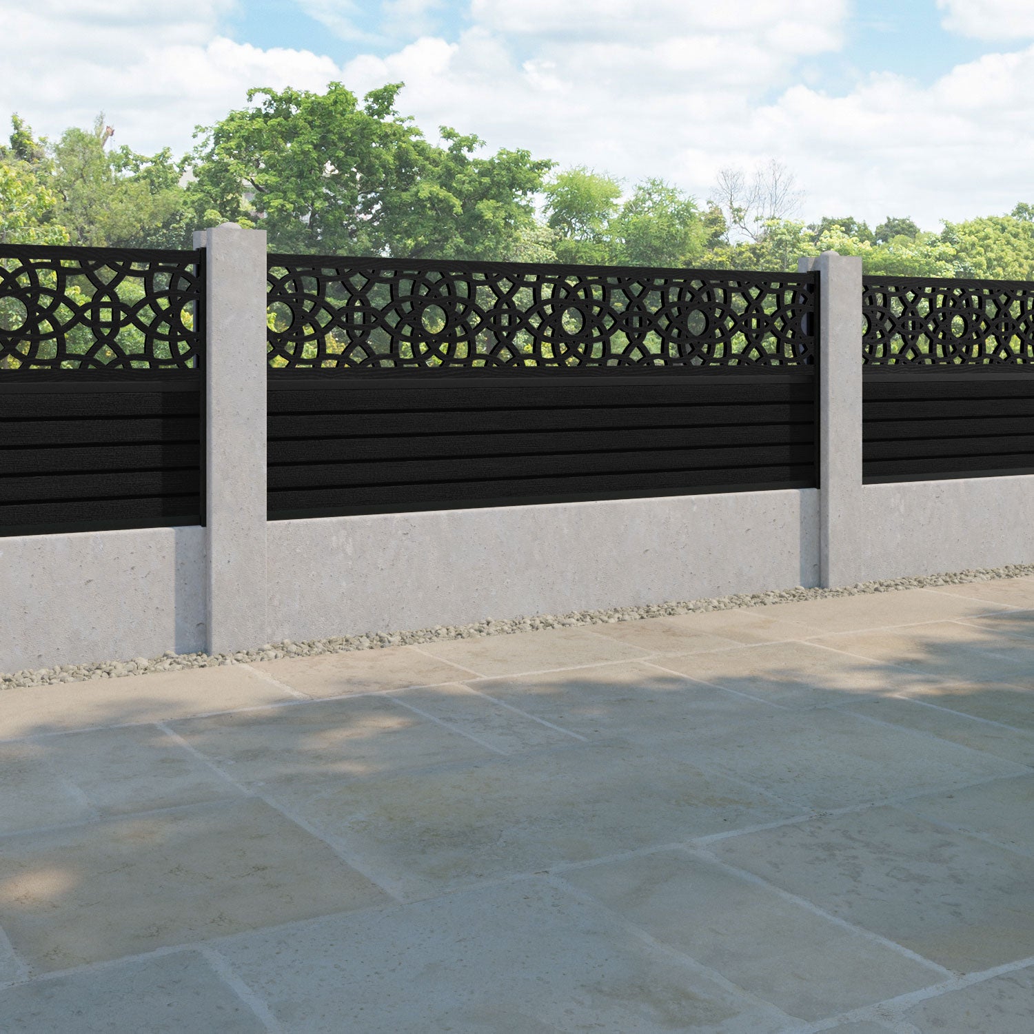 Hudson Ambar Fence Panel - Black - for existing concrete posts