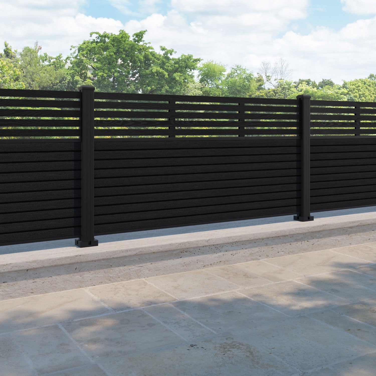 Hudson Aspen Fence Panel - Black - with our aluminium posts