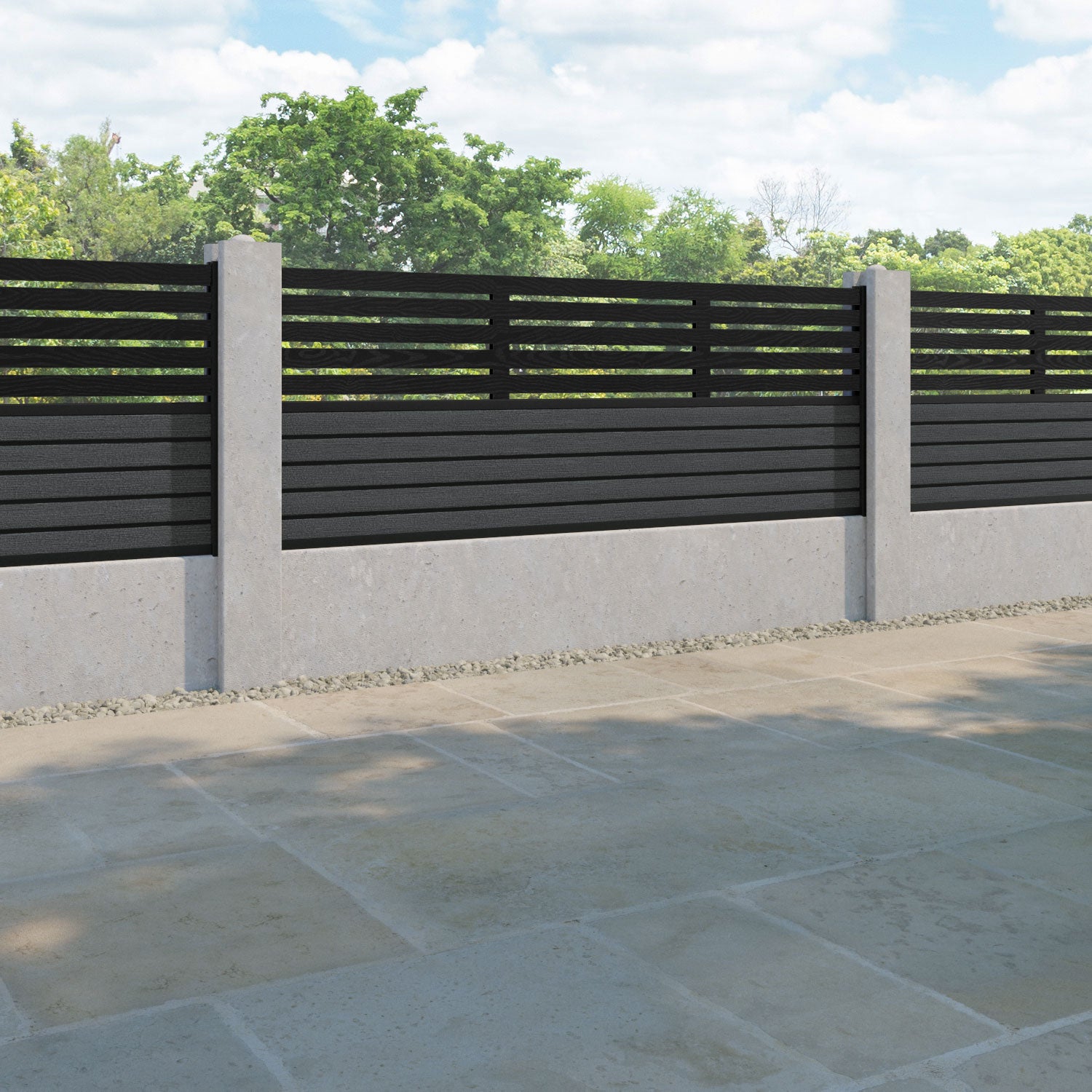Hudson Aspen Fence Panel - Dark Grey - for existing concrete posts