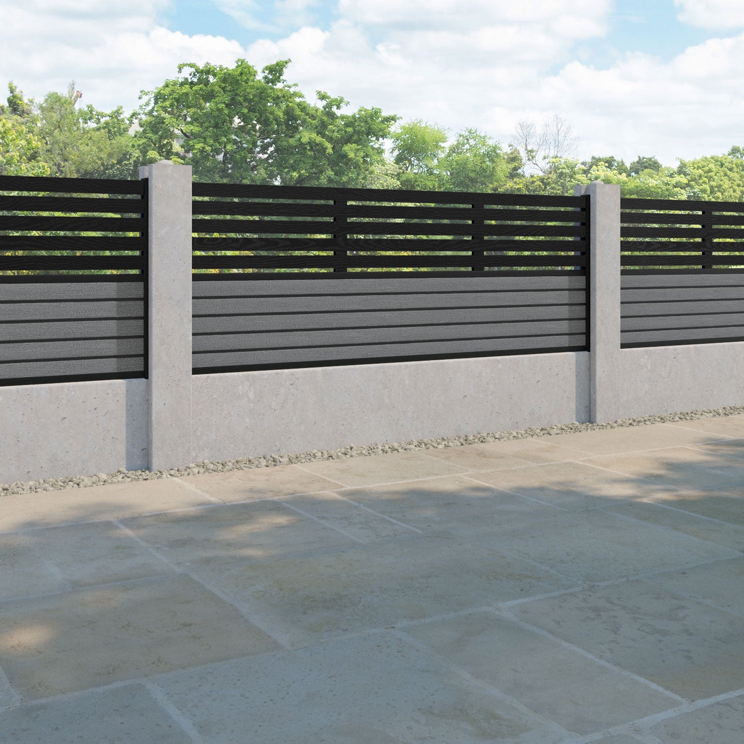 Hudson Aspen Fence Panel - Mid Grey - for existing concrete posts