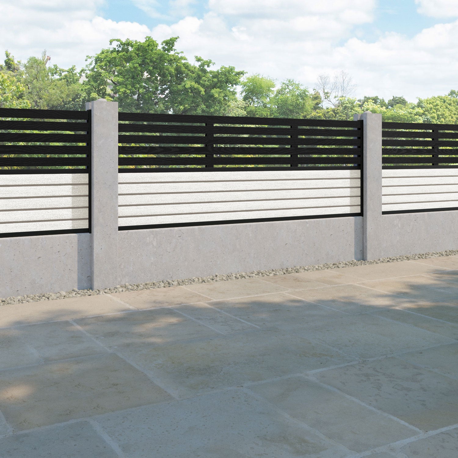 Hudson Aspen Fence Panel - Light Stone - for existing concrete posts