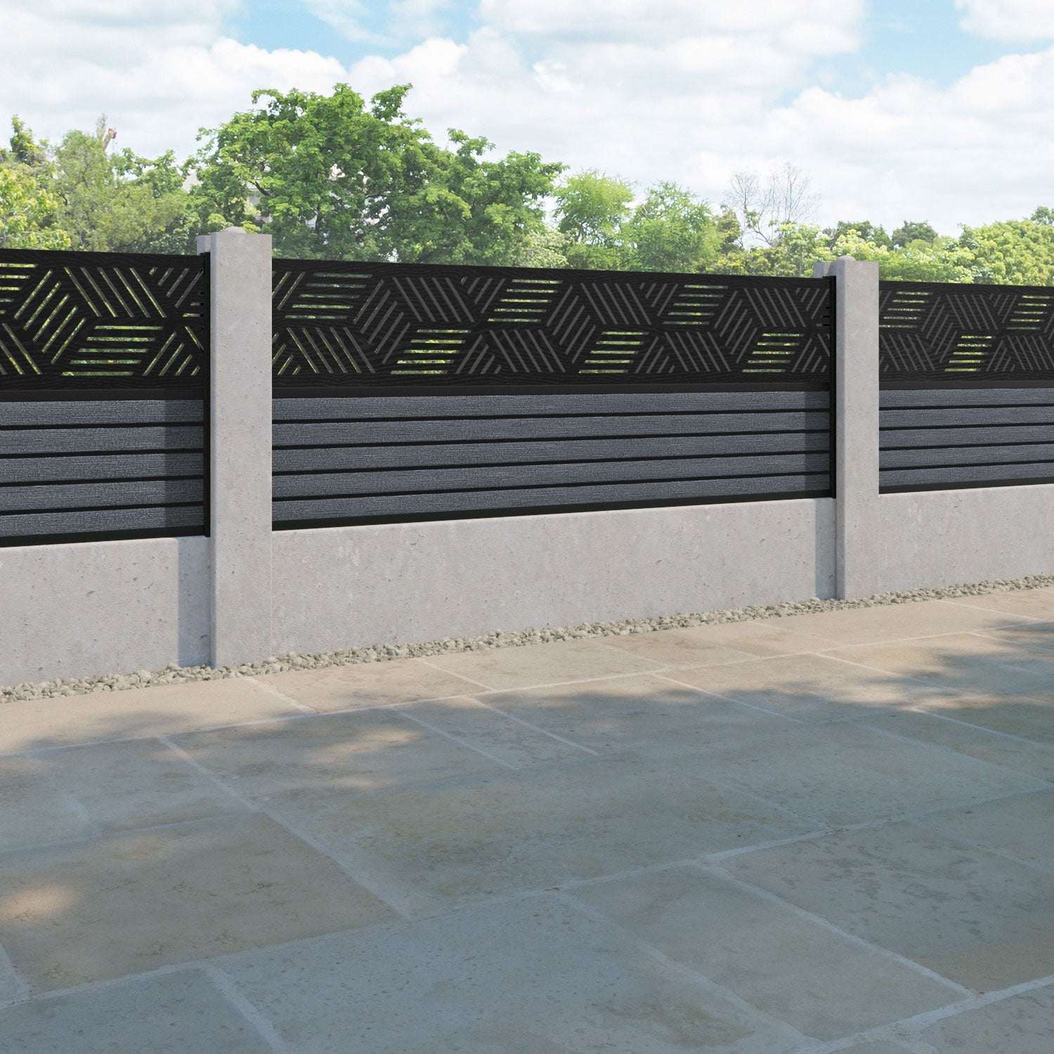 Hudson Cubed Fence Panel - Anthracite - for existing concrete posts