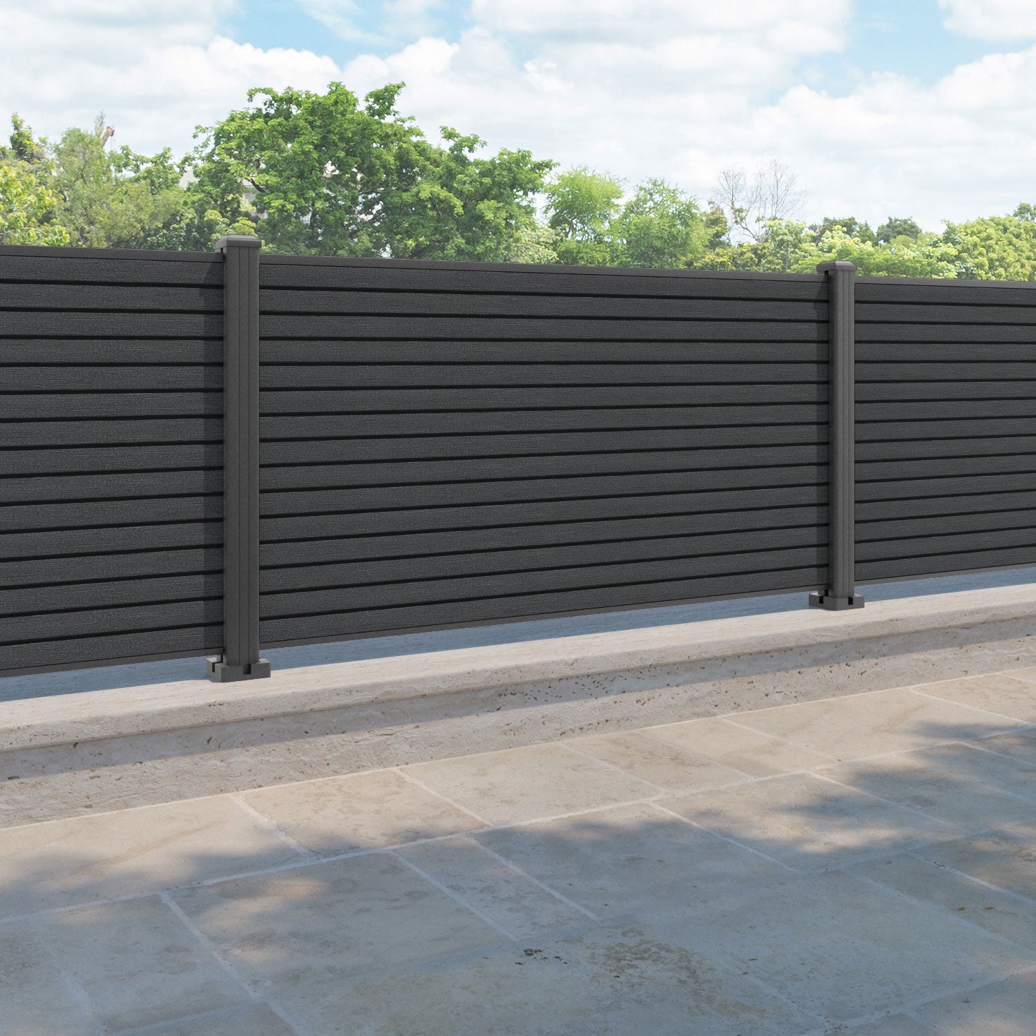 Hudson Fence Panel - Dark grey - with our aluminium posts