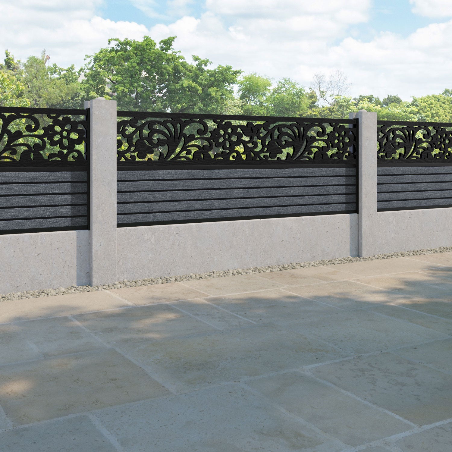 Hudson Eden Fence Panel - Anthracite - for existing concrete posts