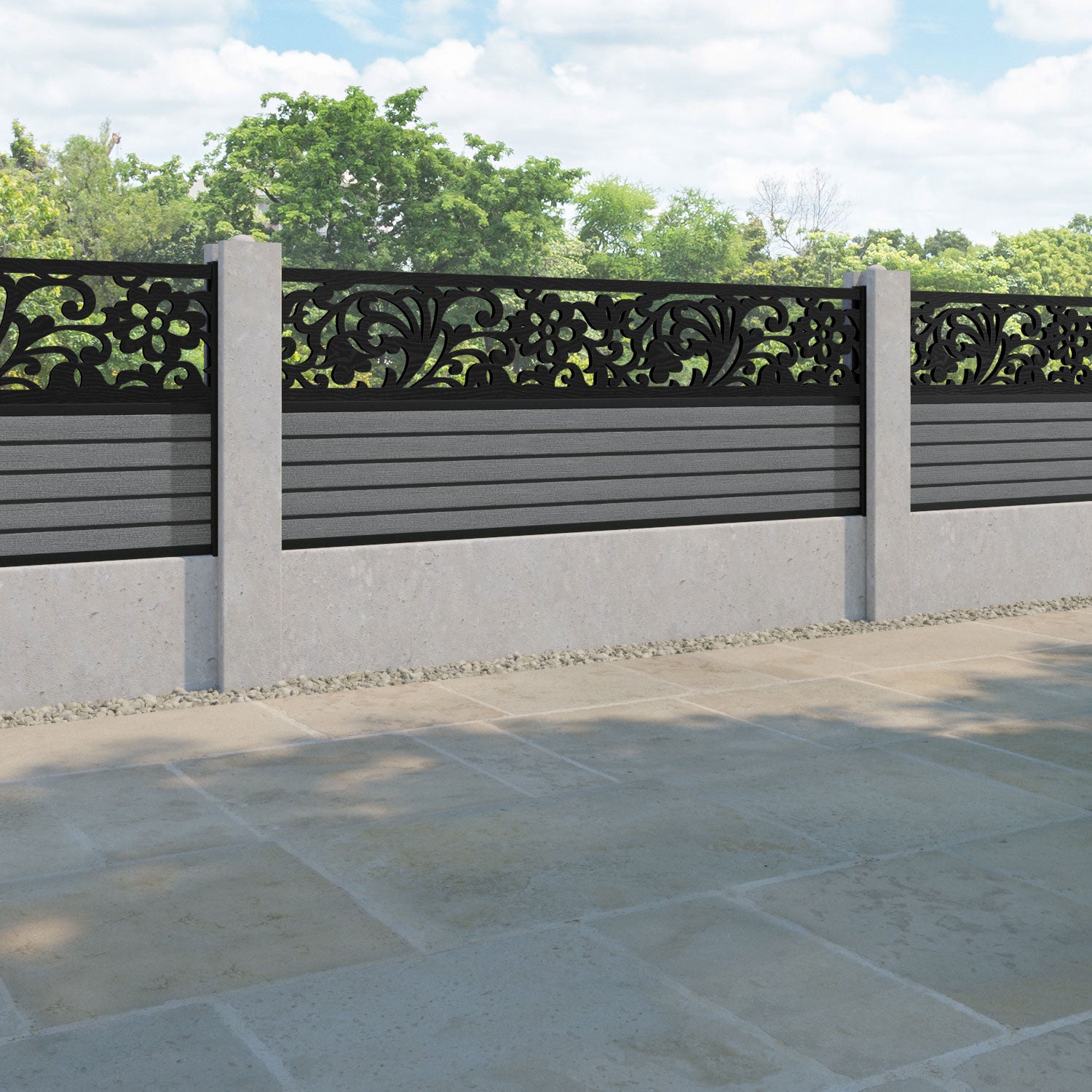 Hudson Eden Fence Panel - Mid Grey - for existing concrete posts