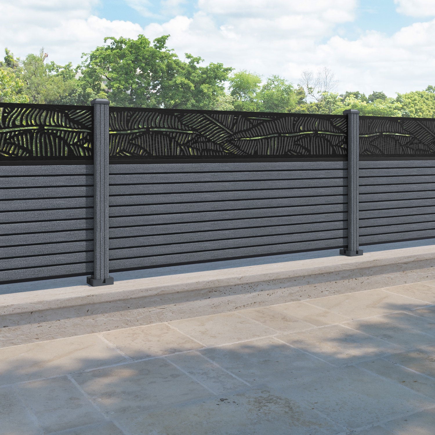 Hudson Feather Fence Panel - Anthracite - with our composite posts