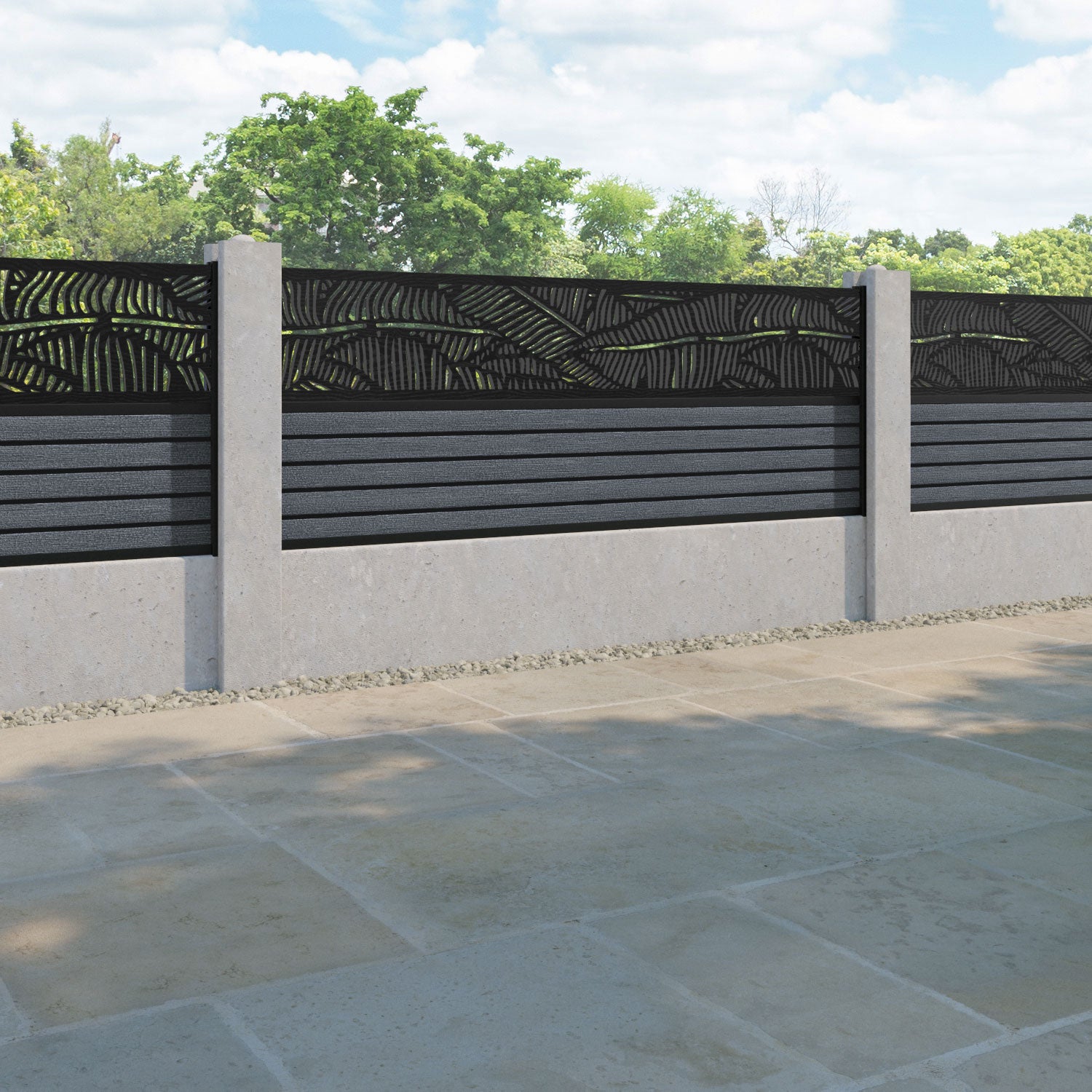 Hudson Feather Fence Panel - Anthracite - for existing concrete posts