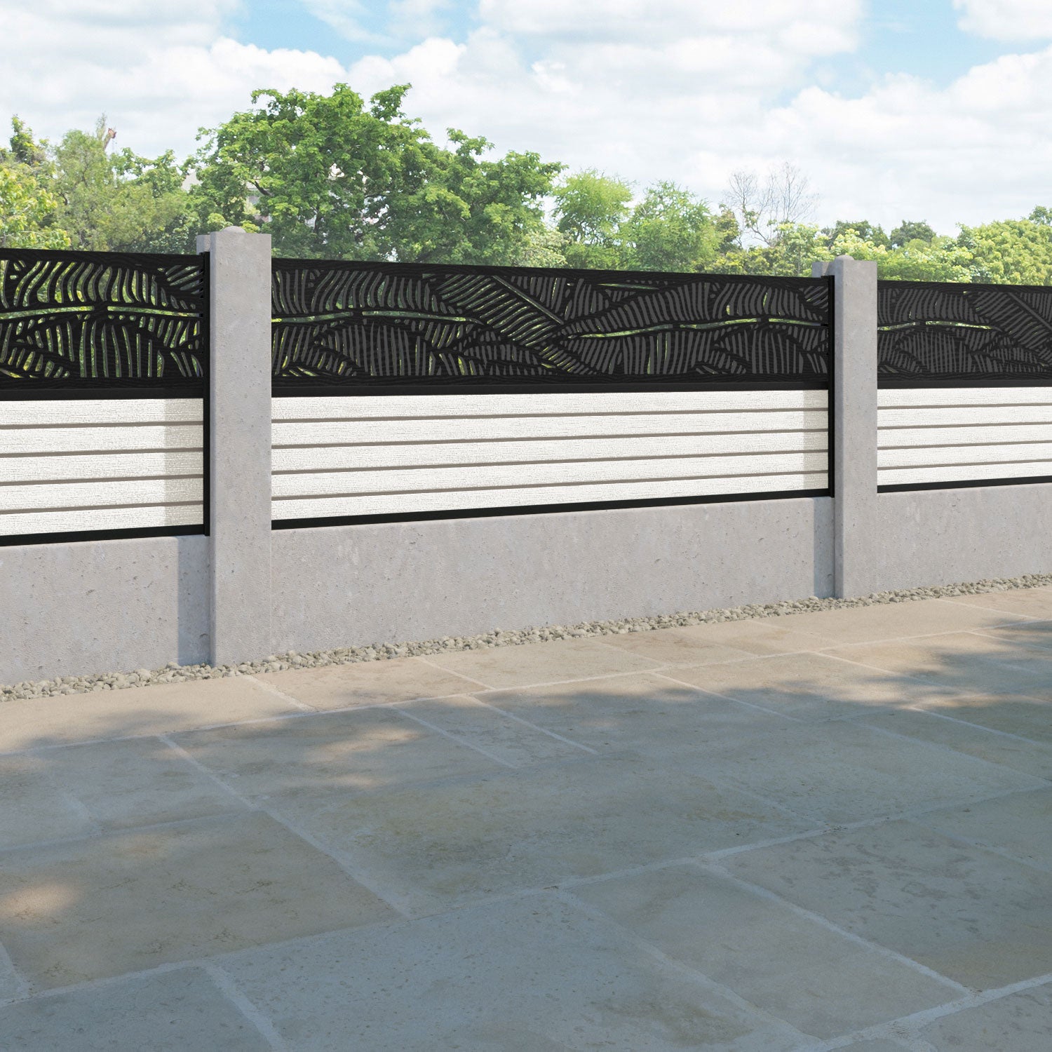 Hudson Feather Fence Panel - Light Stone - for existing concrete posts