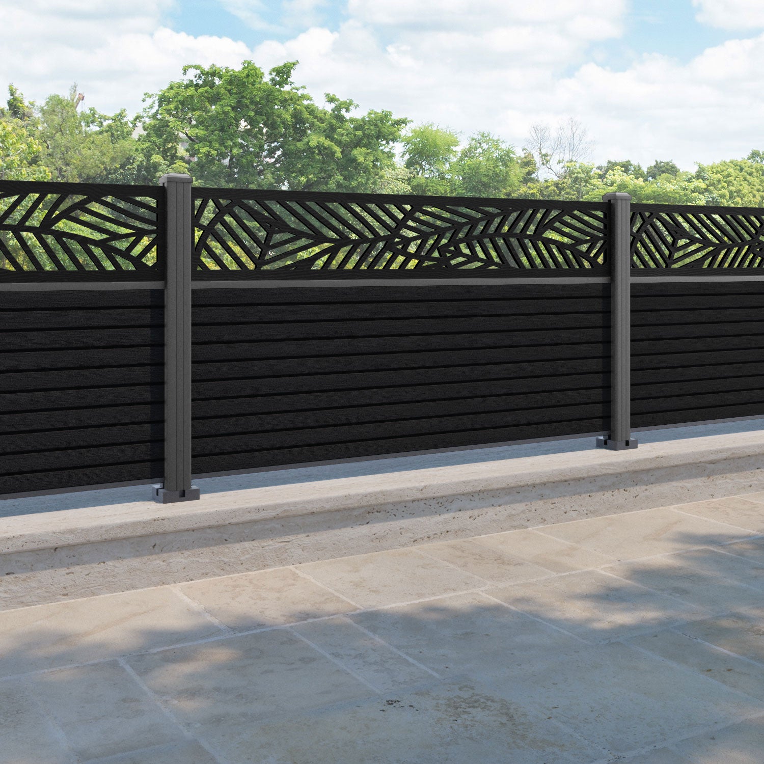 Hudson Habitat Fence Panel - Black - with our aluminium posts