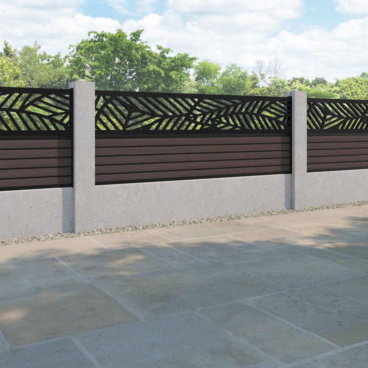 Hudson Habitat Fence Panel - Mid Brown - for existing concrete posts