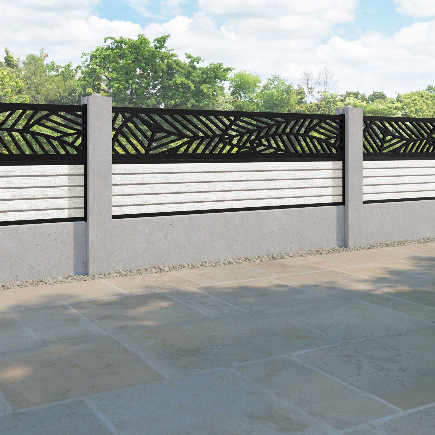Hudson Habitat Fence Panel - Light Stone - for existing concrete posts