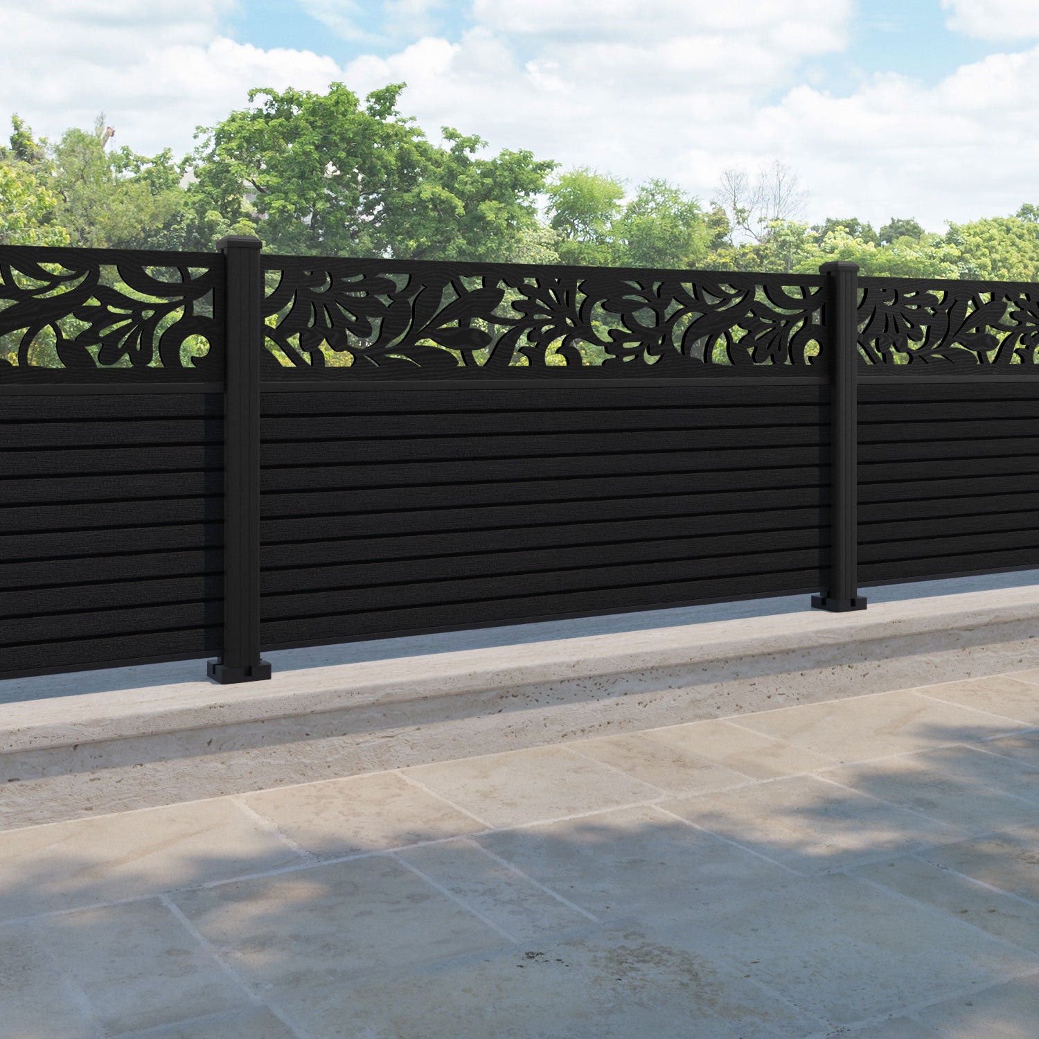 Hudson Heritage Fence Panel - Black - with our aluminium posts