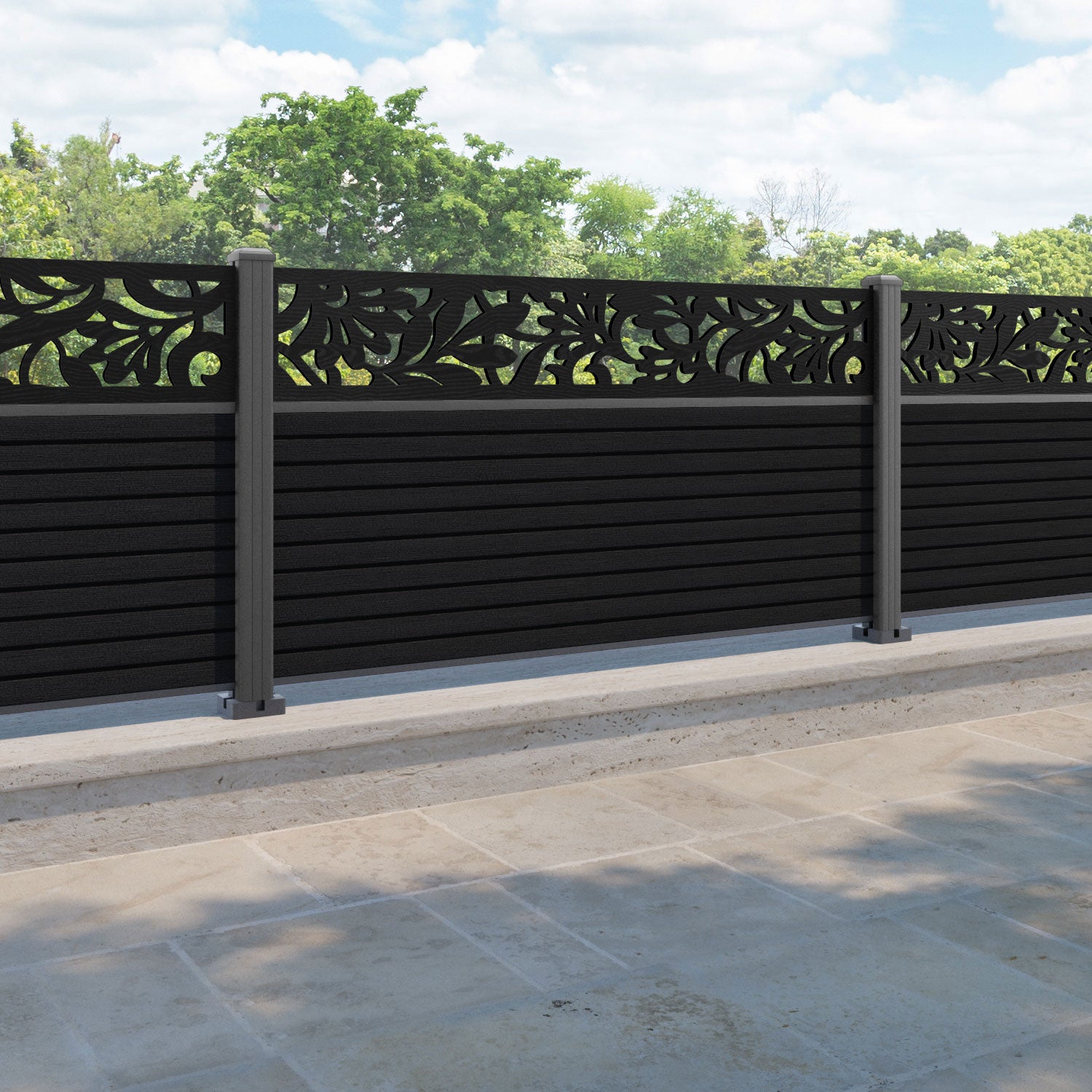 Hudson Heritage Fence Panel - Black - with our aluminium posts