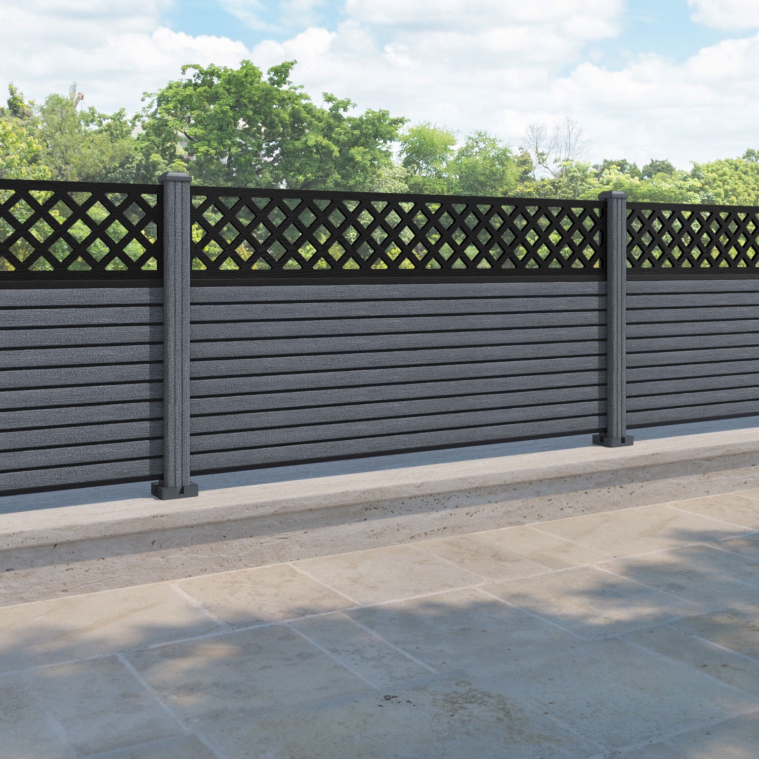 Hudson Hive Fence Panel - Anthracite - with our composite posts