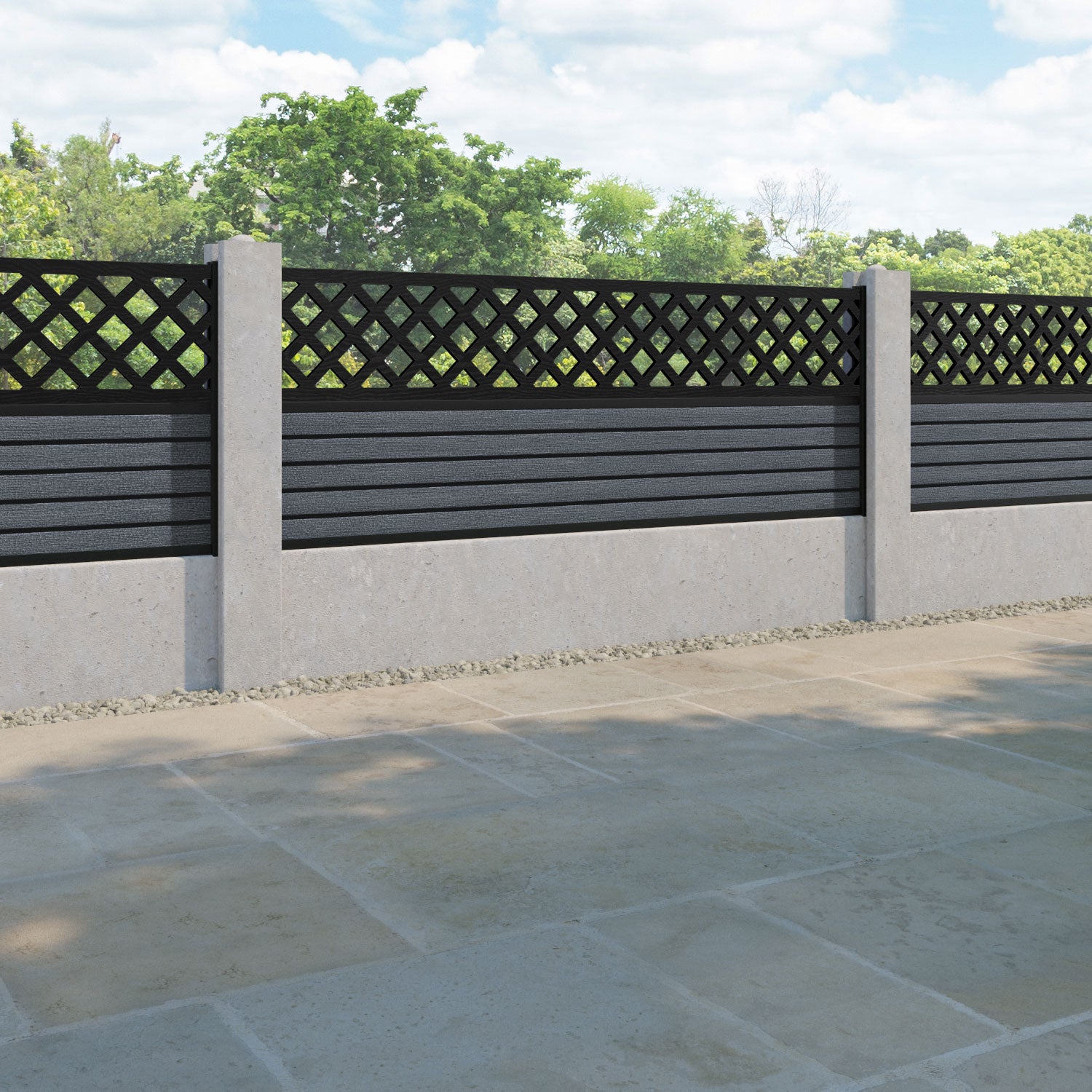 Hudson Hive Fence Panel - Anthracite - for existing concrete posts