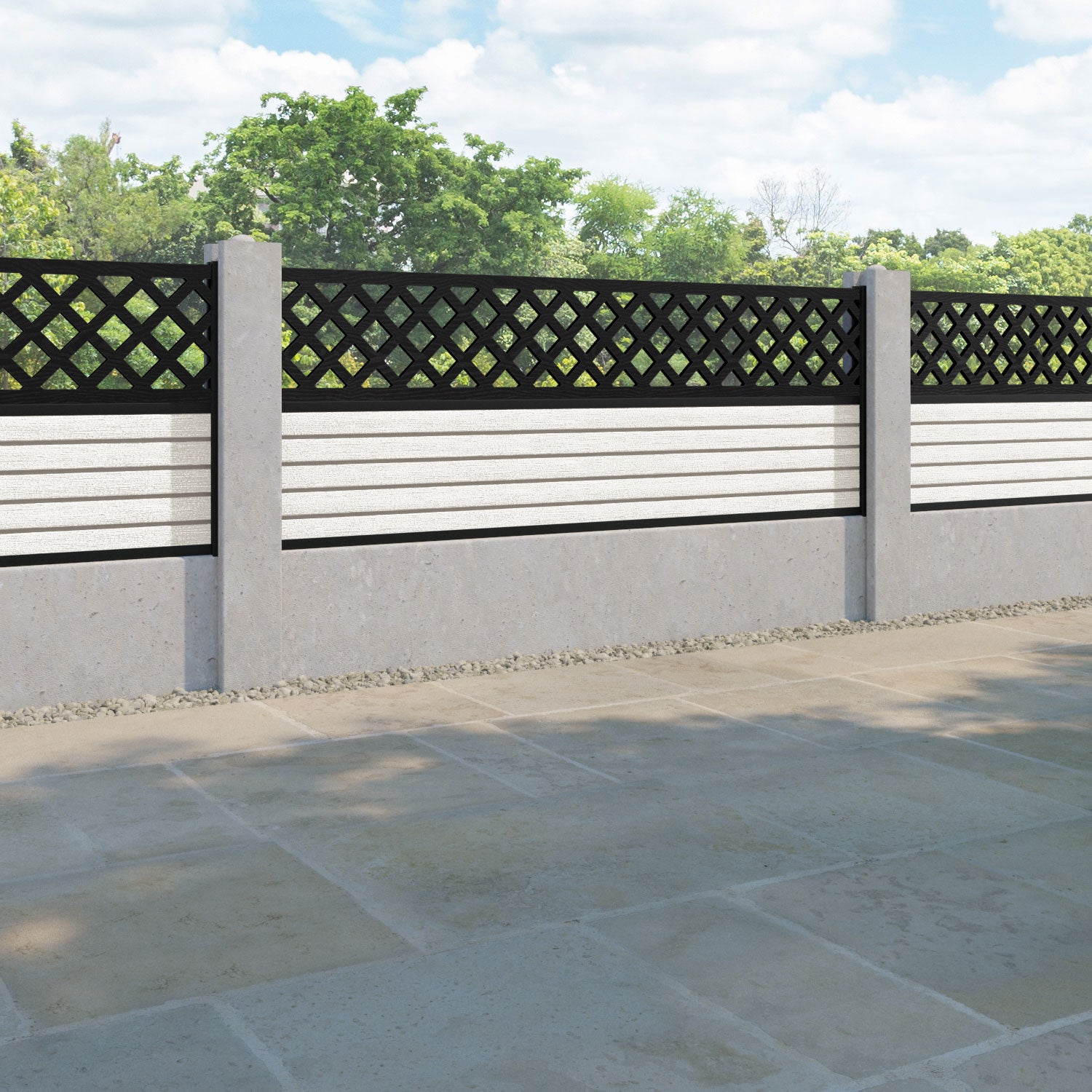 Hudson Hive Fence Panel - Light Stone - for existing concrete posts