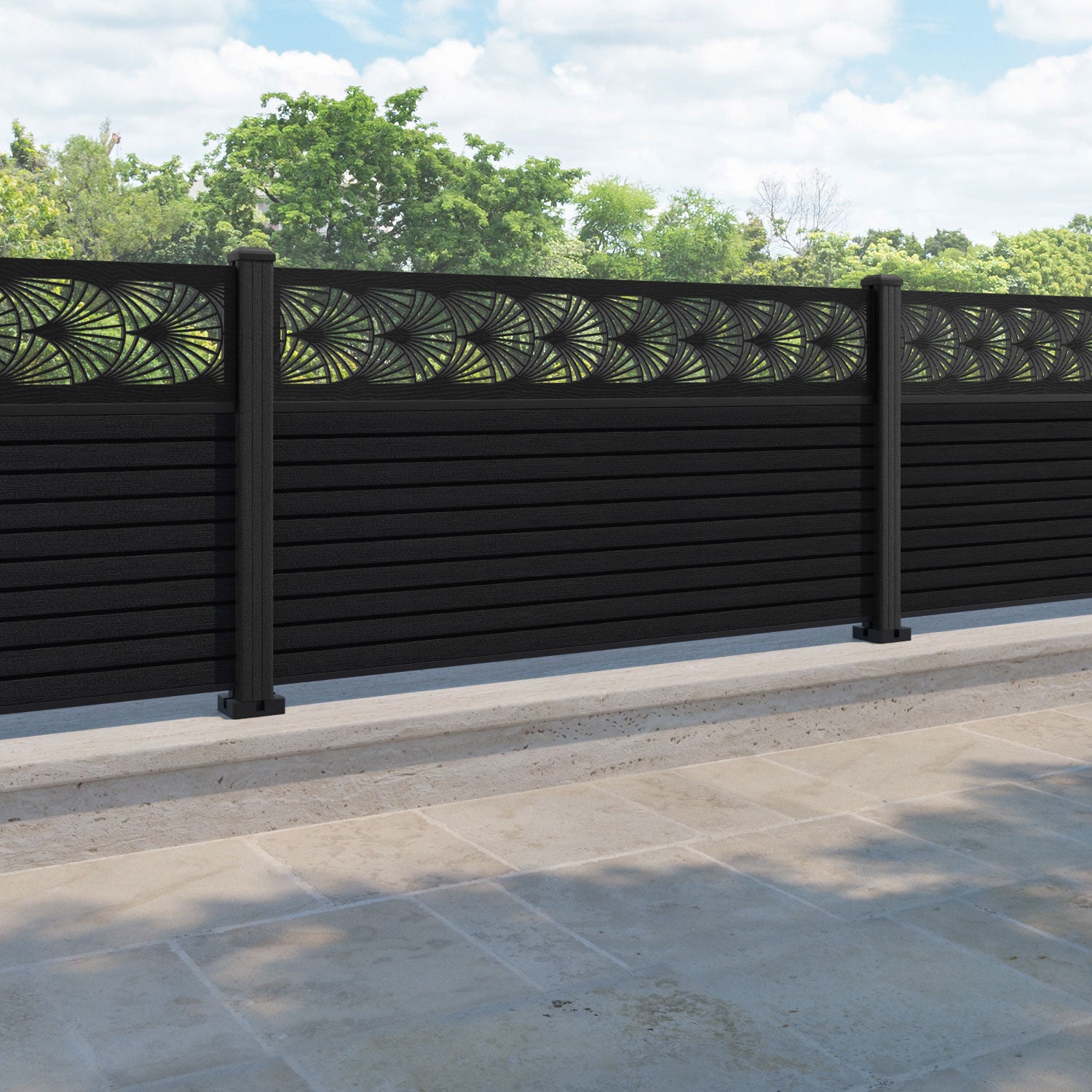 Hudson Laurel Fence Panel - Black - with our composite posts