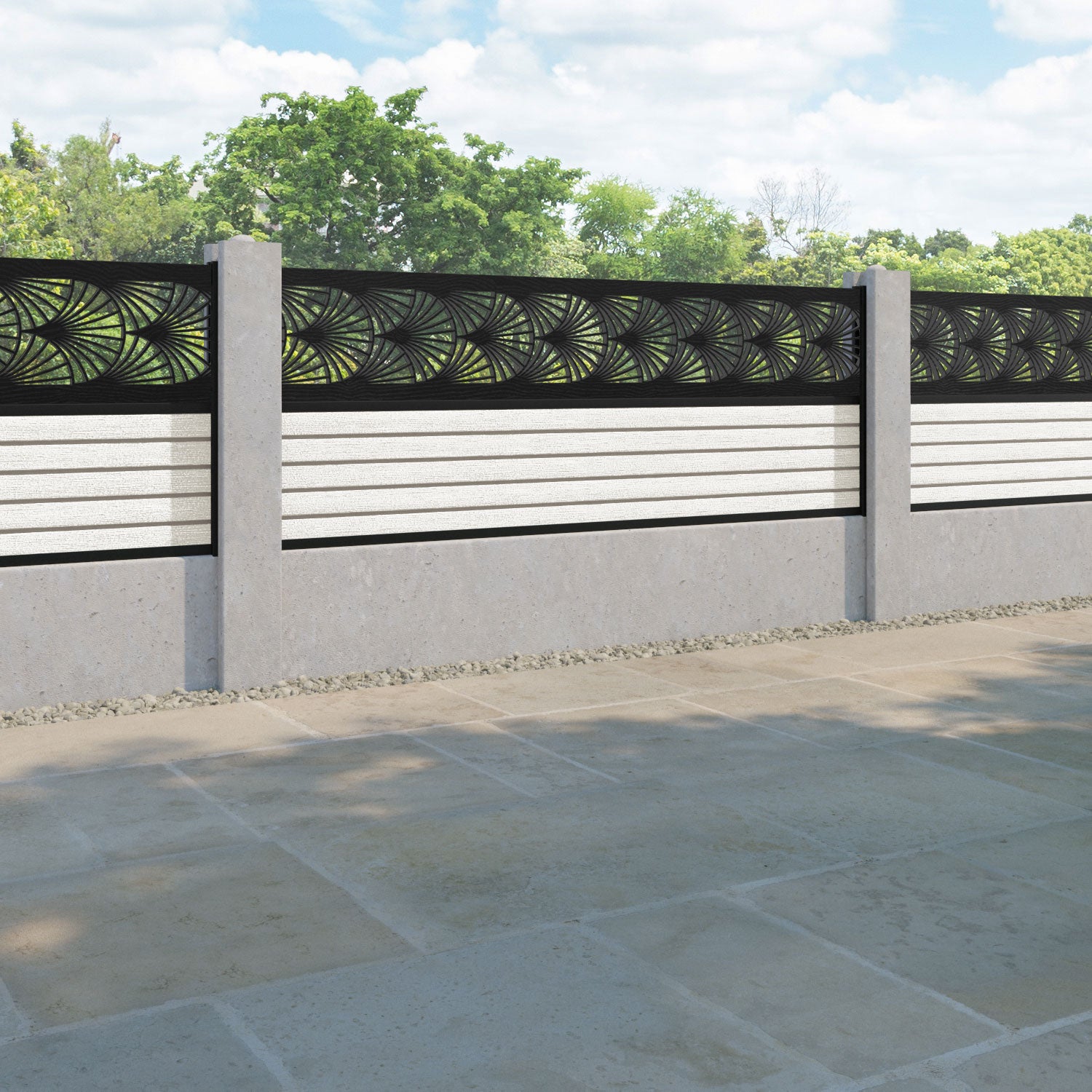 Hudson Laurel Fence Panel - Light Stone - for existing concrete posts