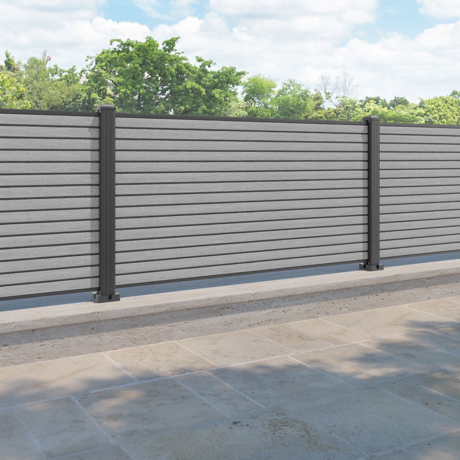 Hudson Fence Panel - Light grey - with our aluminium posts