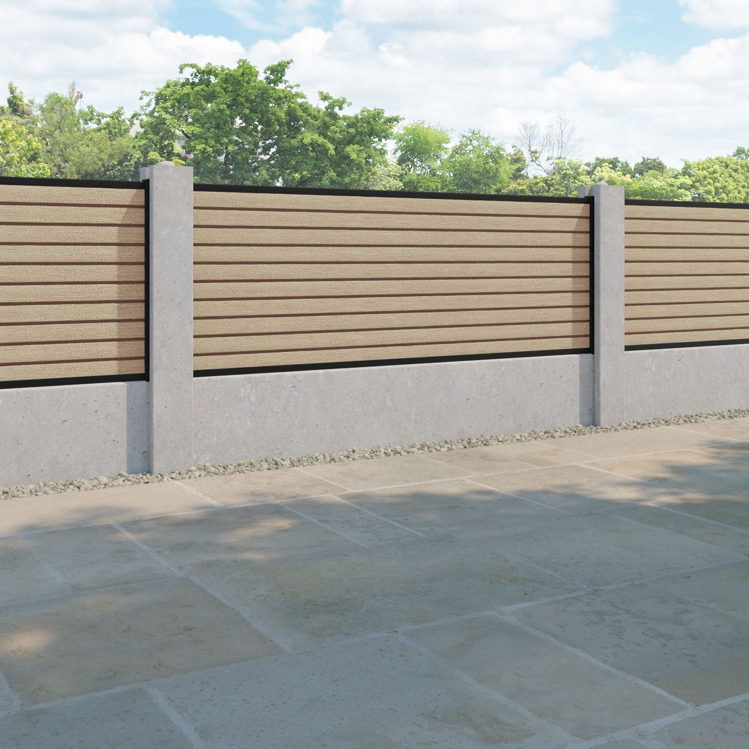 Hudson Fence Panel - Light Oak - for existing concrete posts