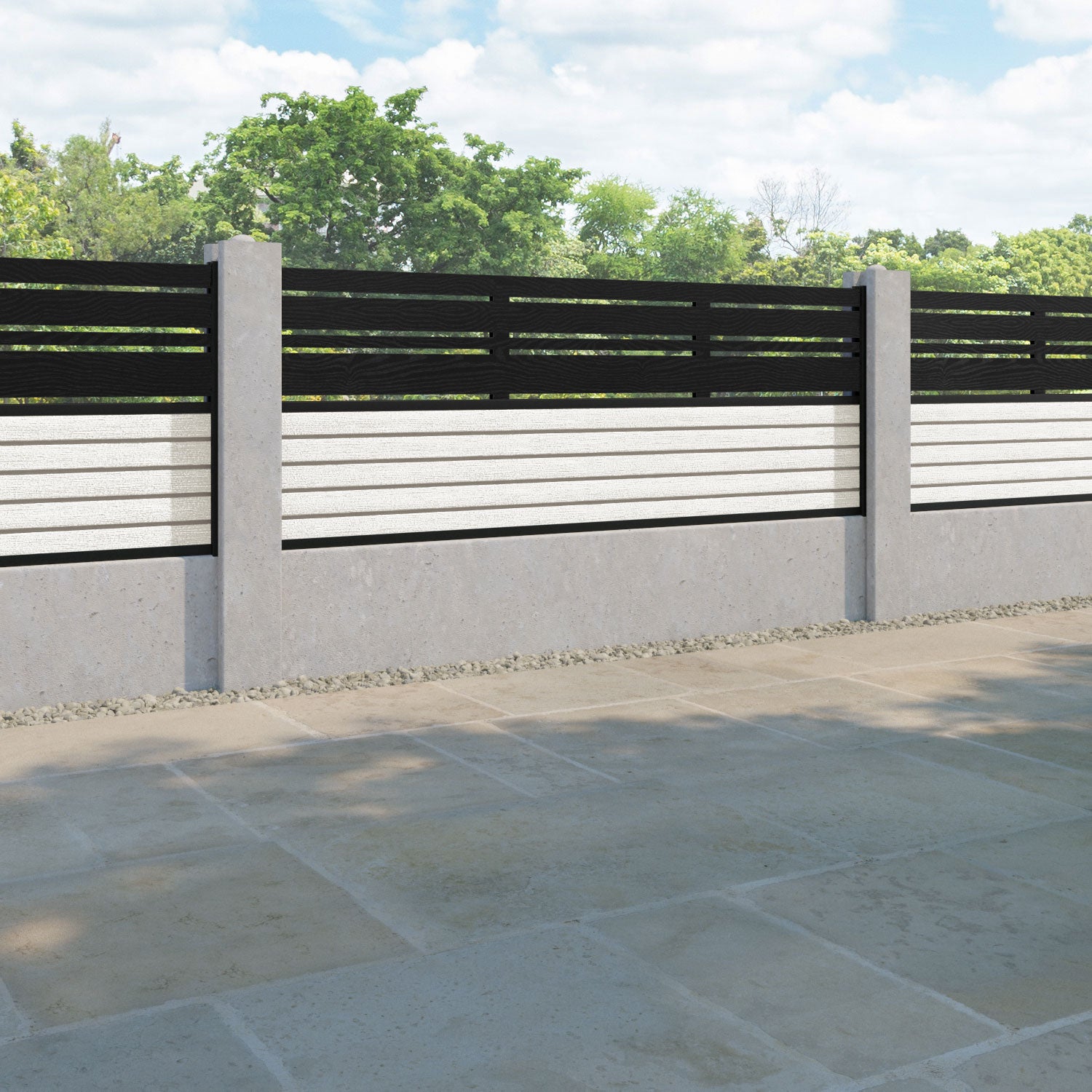 Hudson Linea Fence Panel - Light Stone - for existing concrete posts