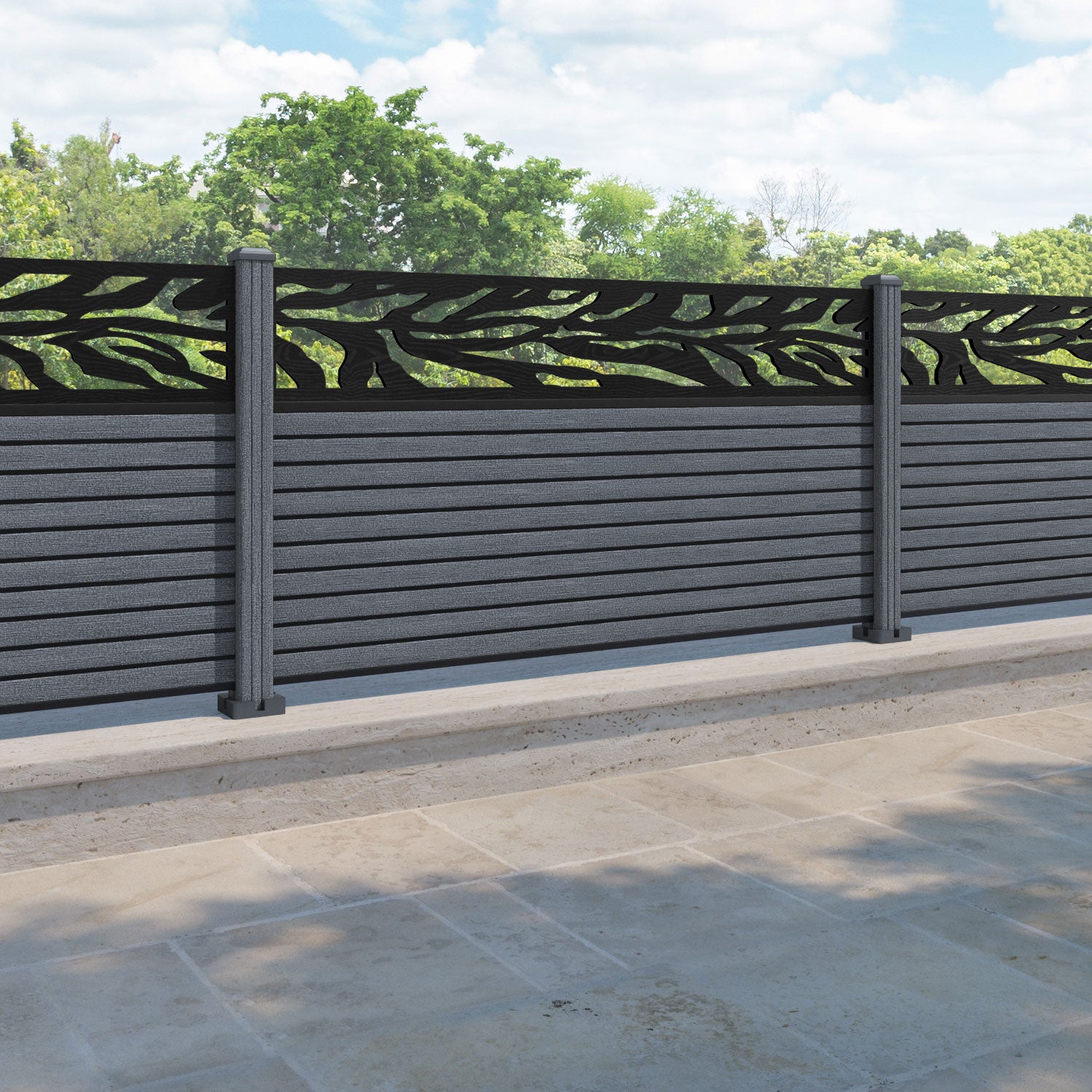 Hudson Malawi Fence Panel - Anthracite - with our composite posts