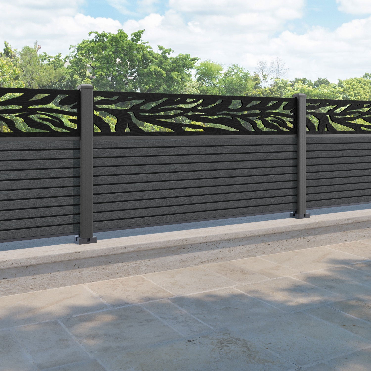Hudson Malawi Fence Panel - Dark Grey - with our aluminium posts