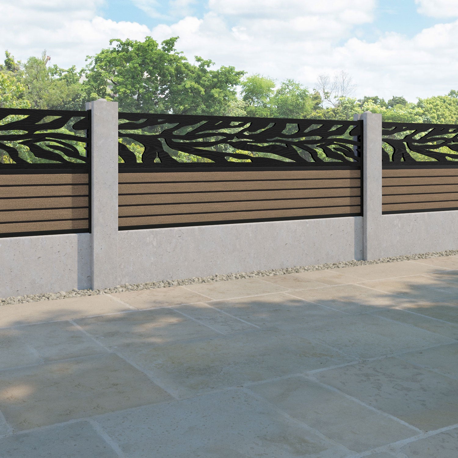 Hudson Malawi Fence Panel - Teak - for existing concrete posts