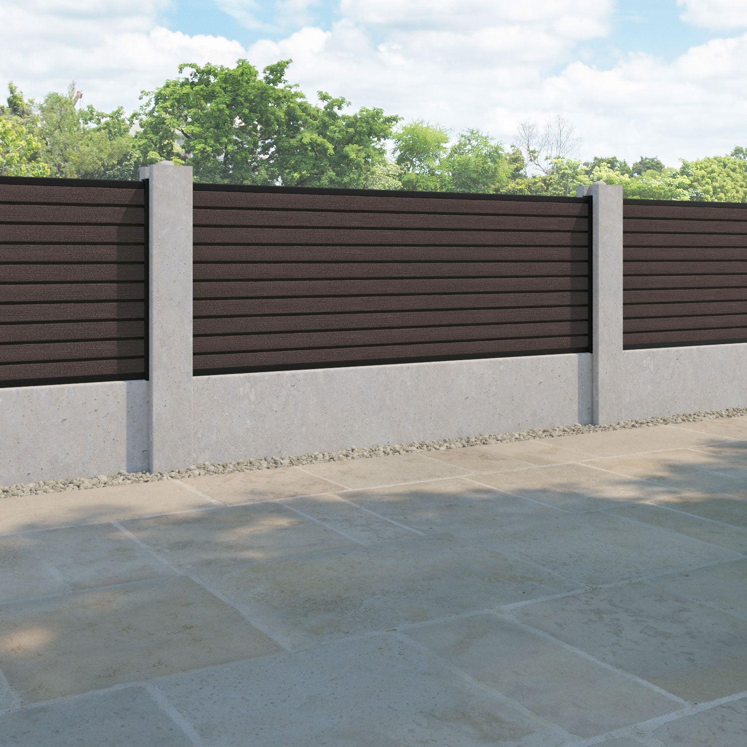 Hudson Fence Panel - Mid Brown - for existing concrete posts