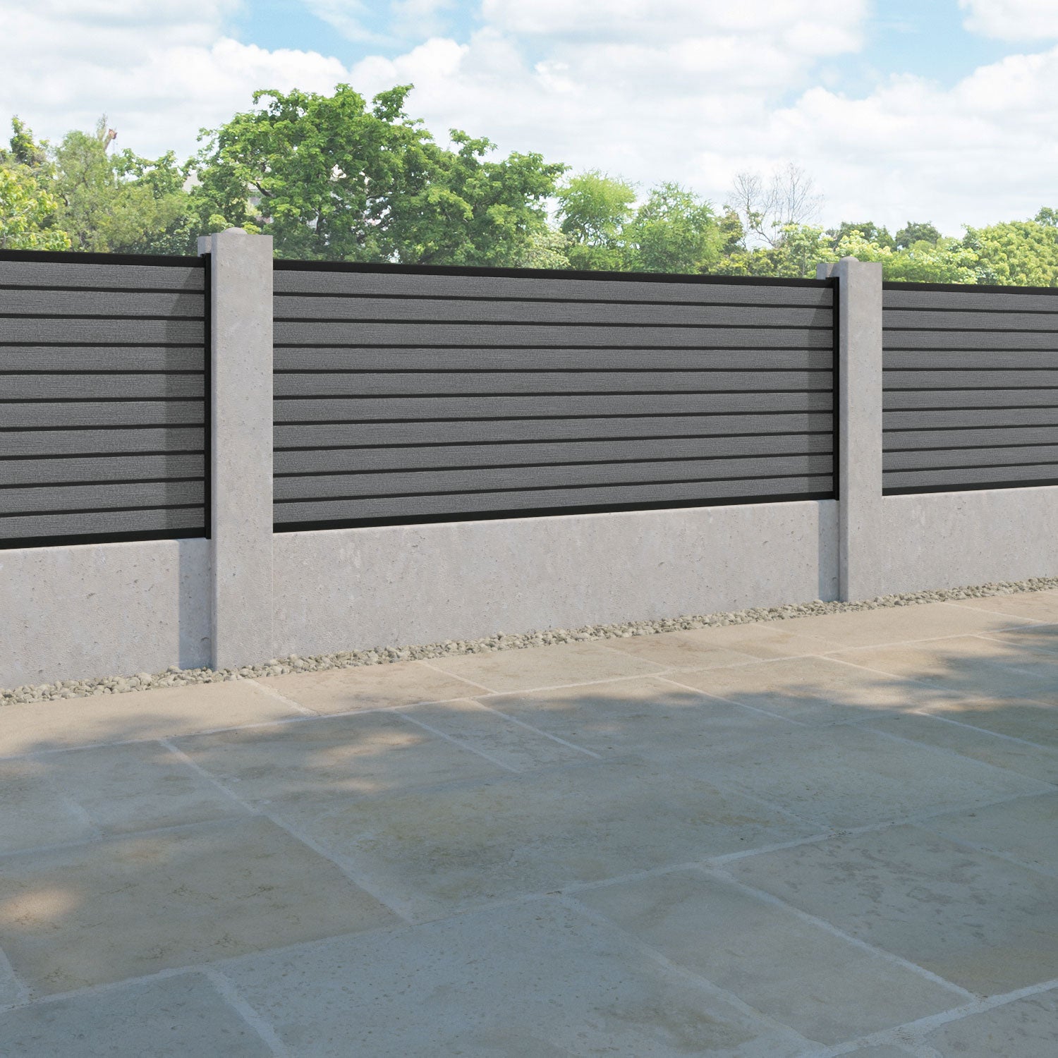 Hudson Fence Panel - Mid Grey - for existing concrete posts