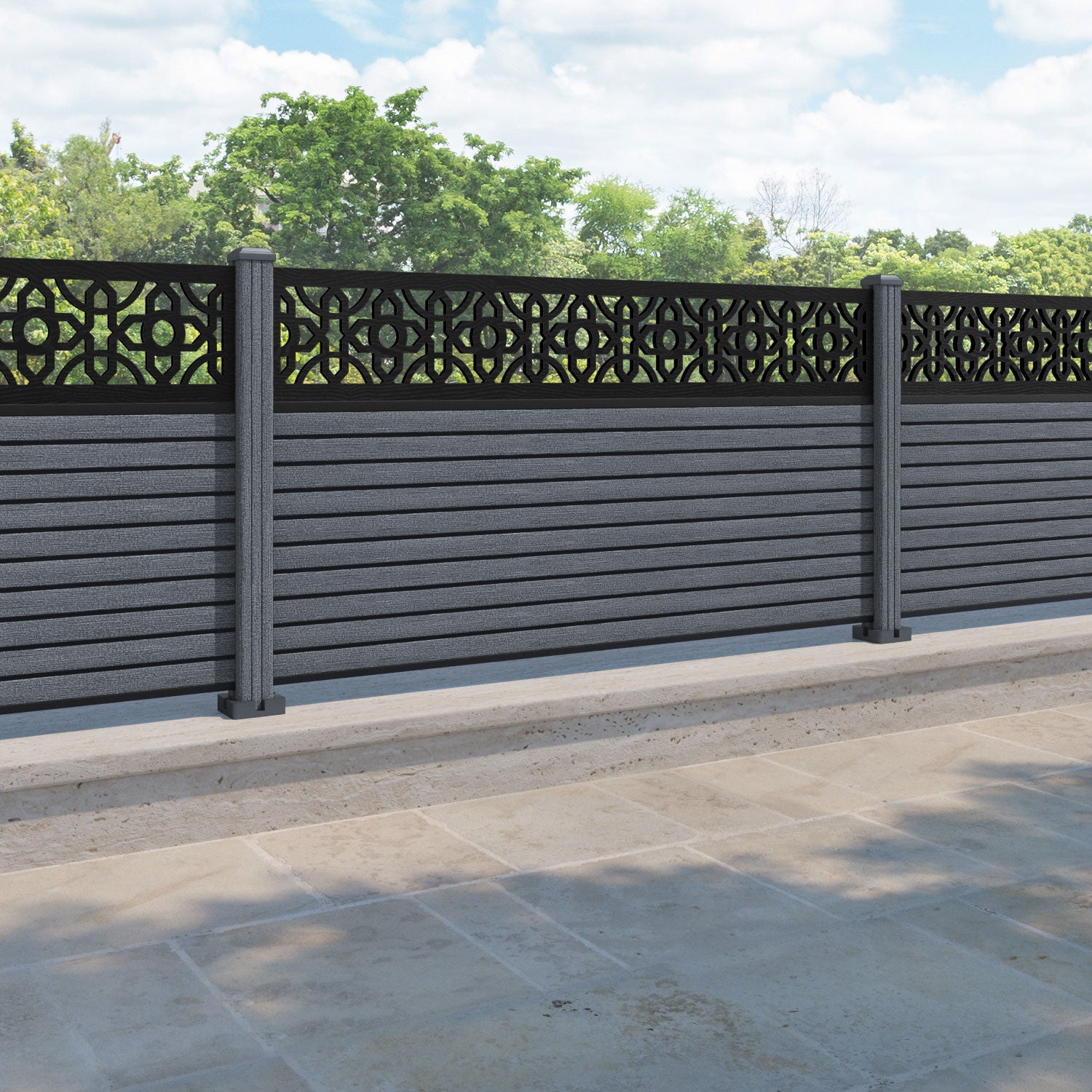 Hudson Nabila Fence Panel - Anthracite - with our composite posts