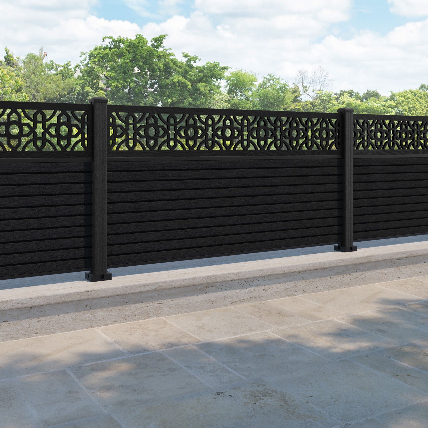Hudson Nabila Fence Panel - Black - with our composite posts