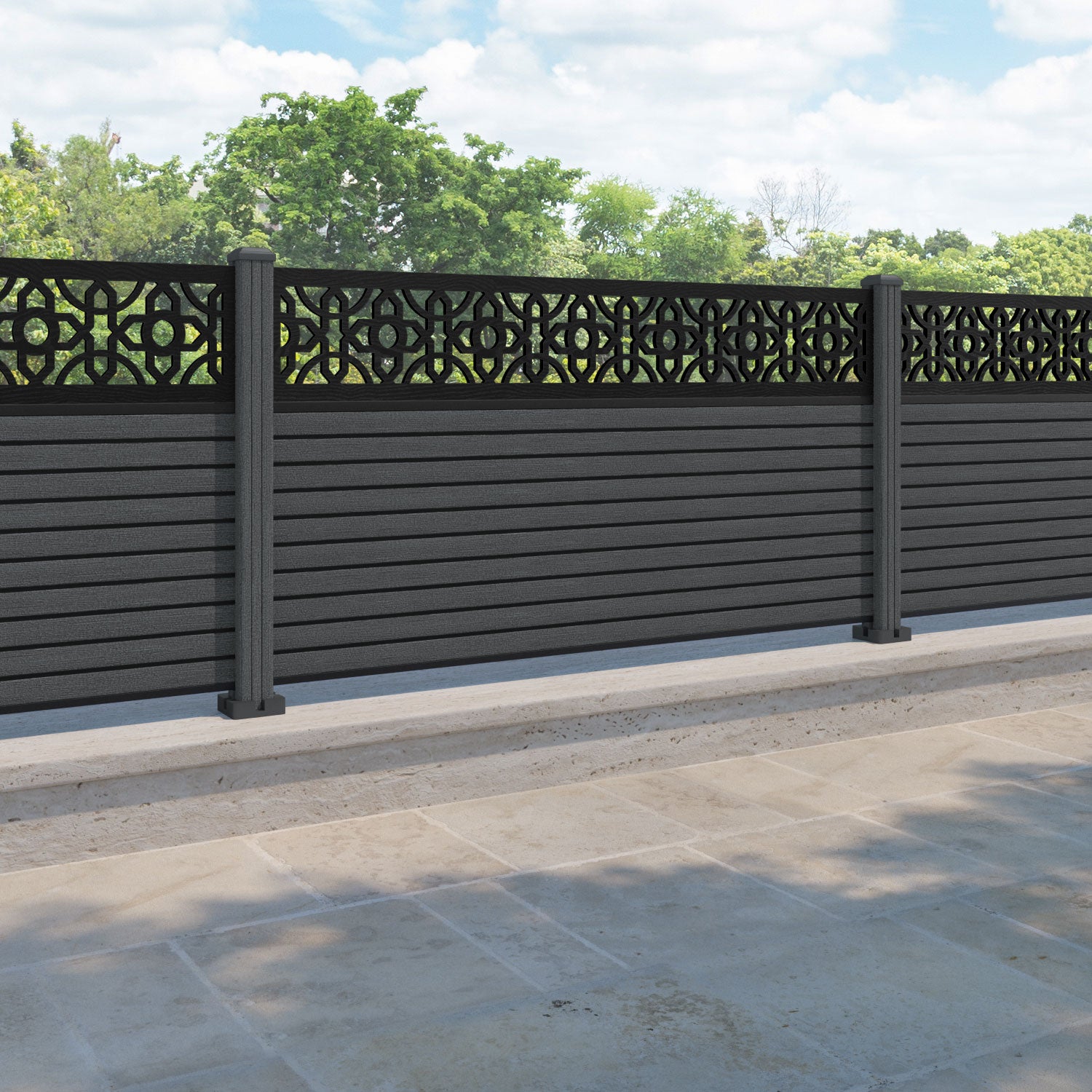 Hudson Nabila Fence Panel - Dark Grey - with our composite posts