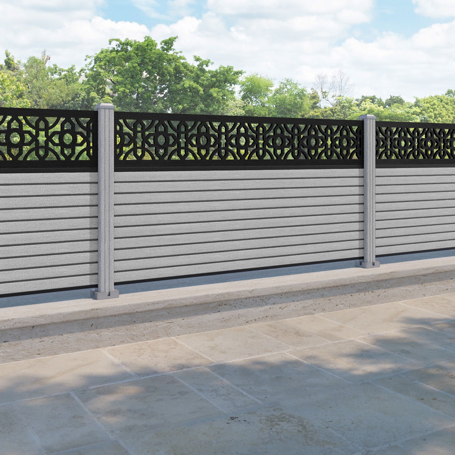 Hudson Nabila Fence Panel - Light Grey - with our composite posts