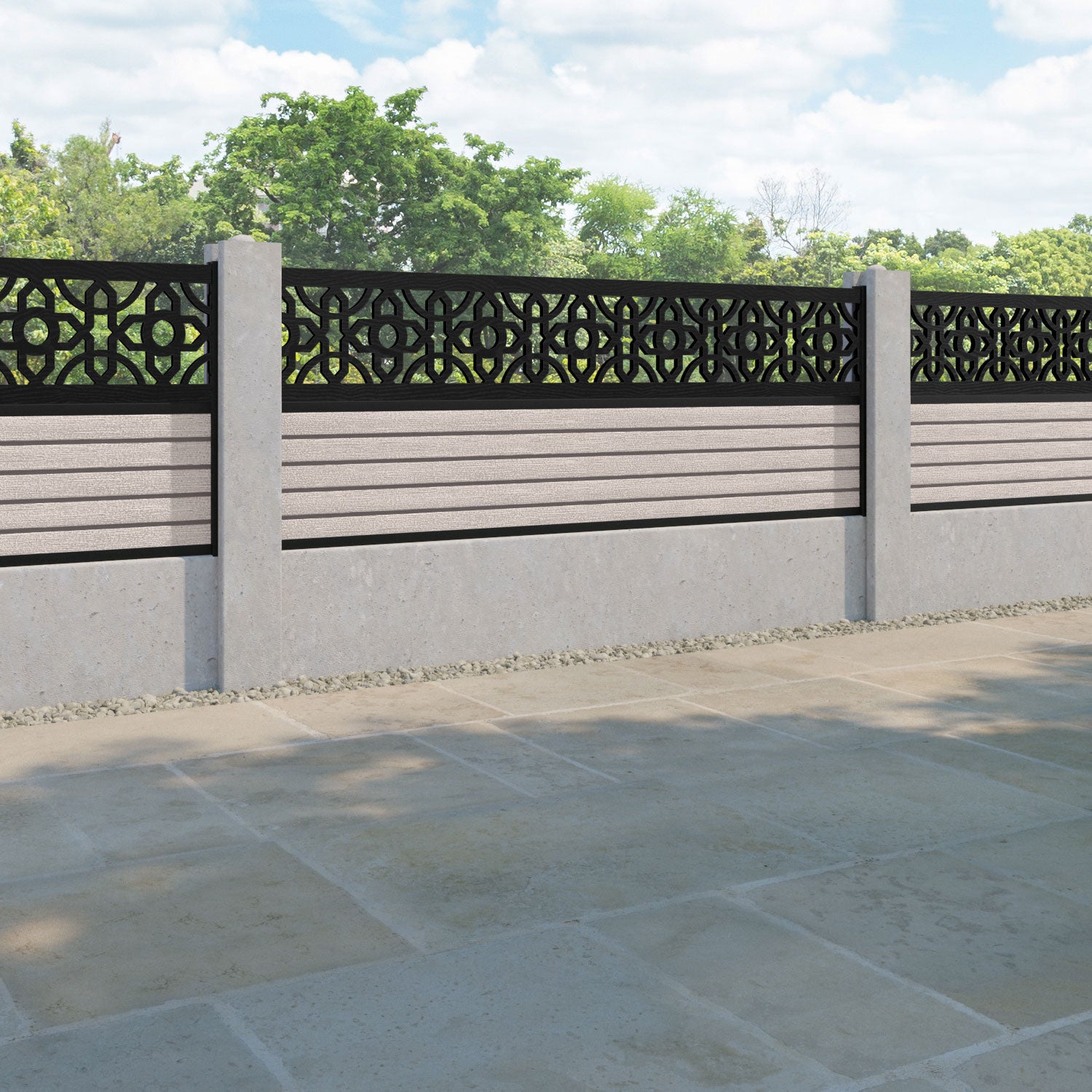 Hudson Nabila Fence Panel - Mid Stone - for existing concrete posts