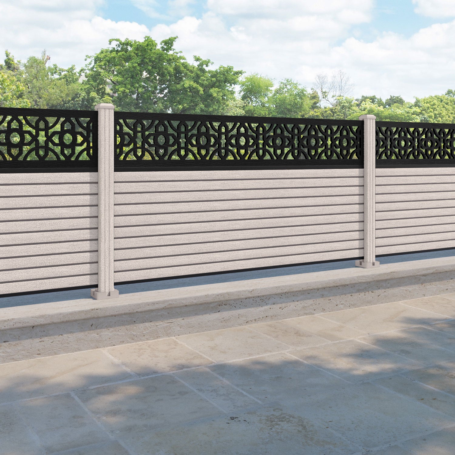 Hudson Nabila Fence Panel - Mid Stone - with our composite posts