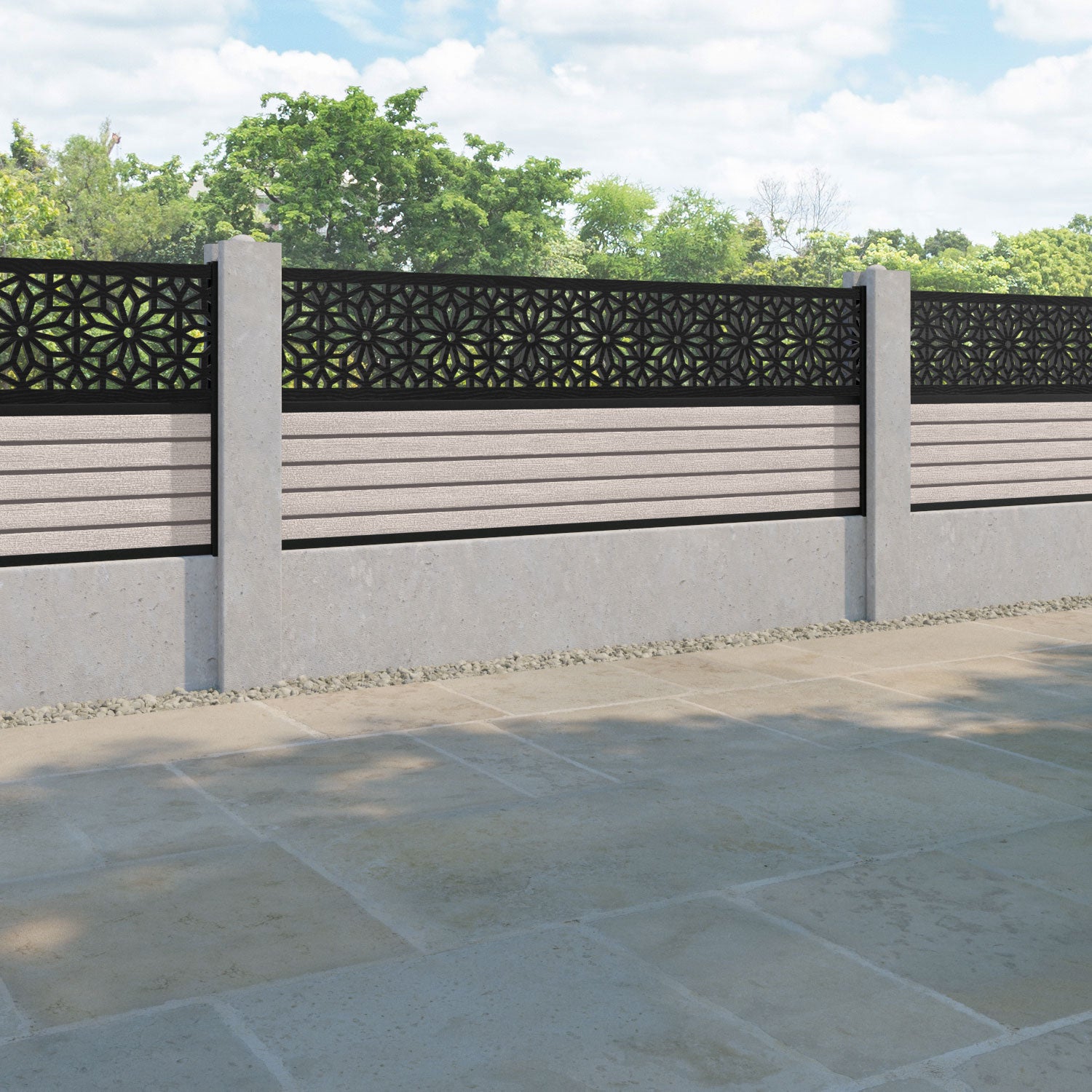 Hudson Narwa Fence Panel - Mid Stone - for existing concrete posts