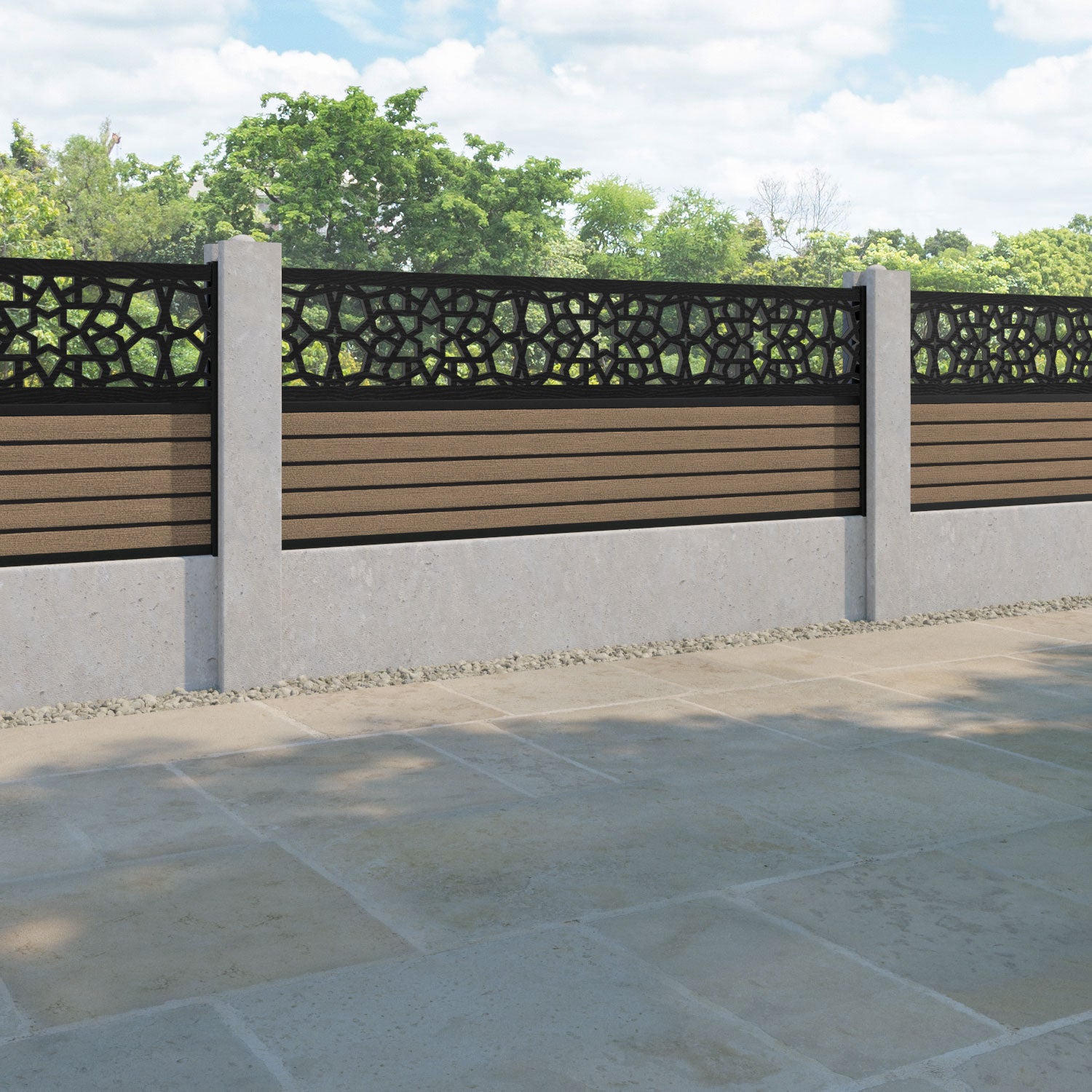 Hudson Nazira Fence Panel - Teak - for existing concrete posts