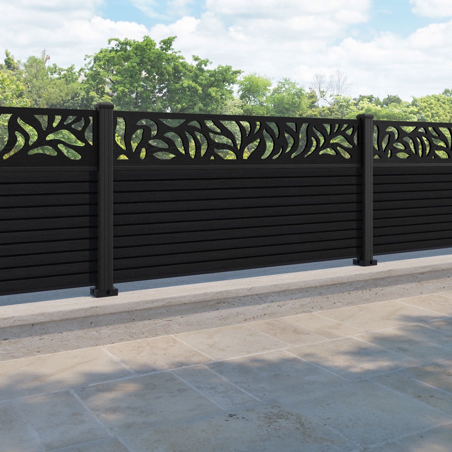 Hudson Plume Fence Panel - Black - with our composite posts