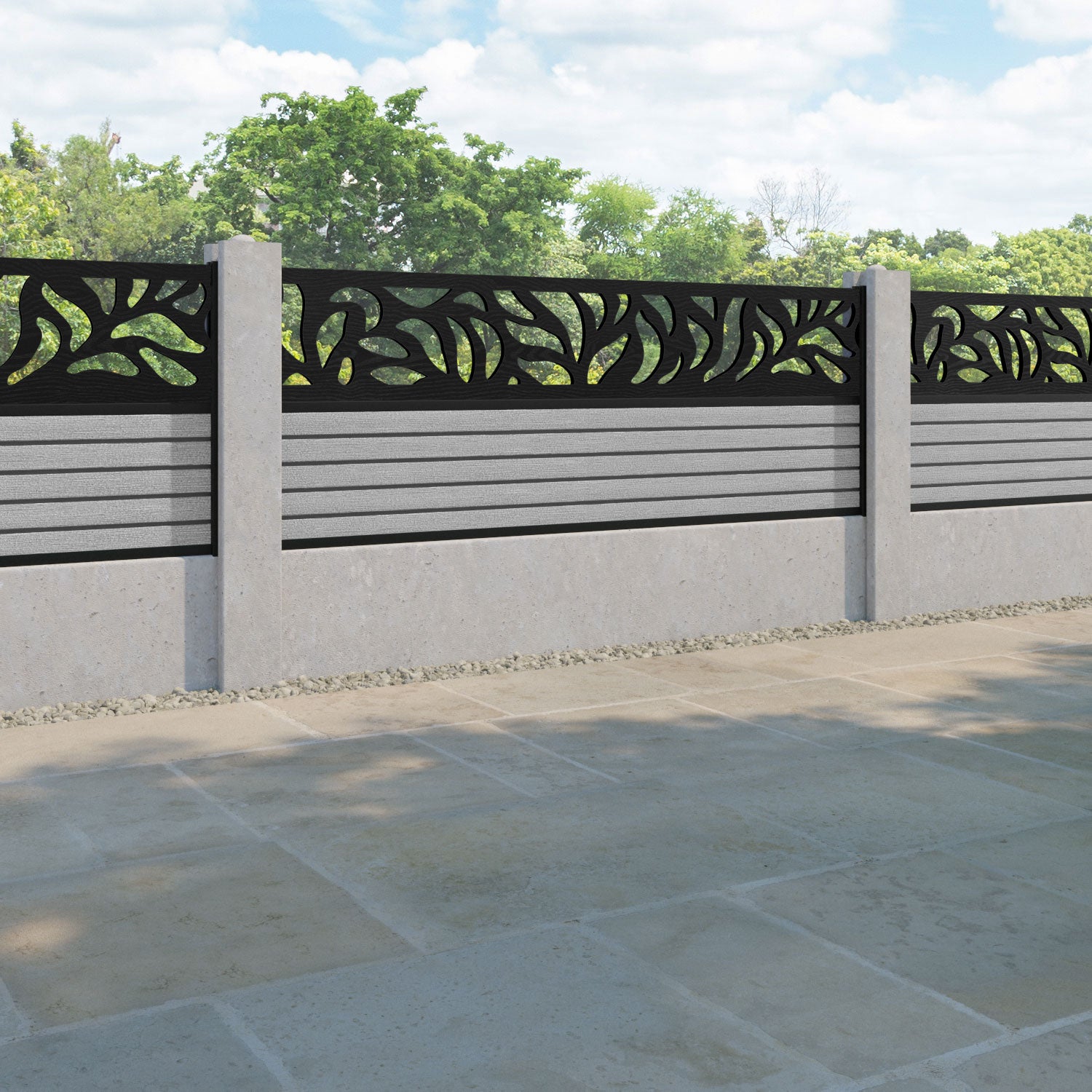Hudson Plume Fence Panel - Light Grey - for existing concrete posts
