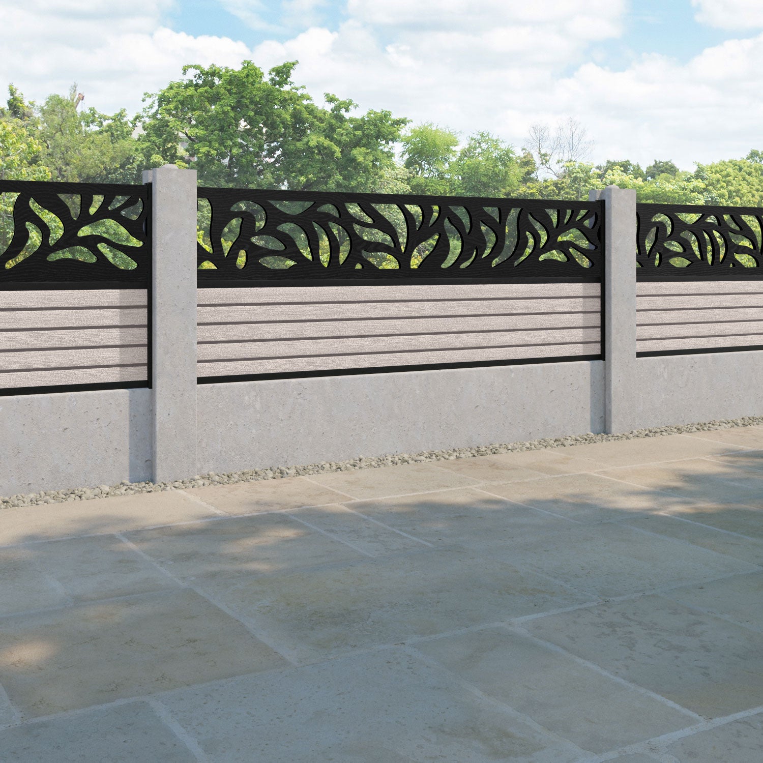 Hudson Plume Fence Panel - Mid Stone - for existing concrete posts