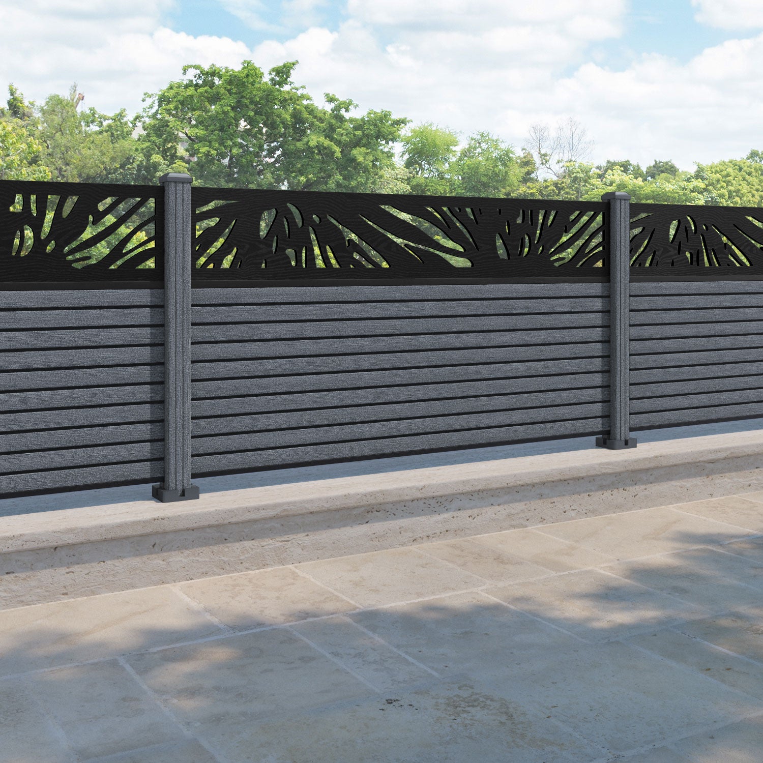 Hudson Poppy Fence Panel - Anthracite - with our composite posts