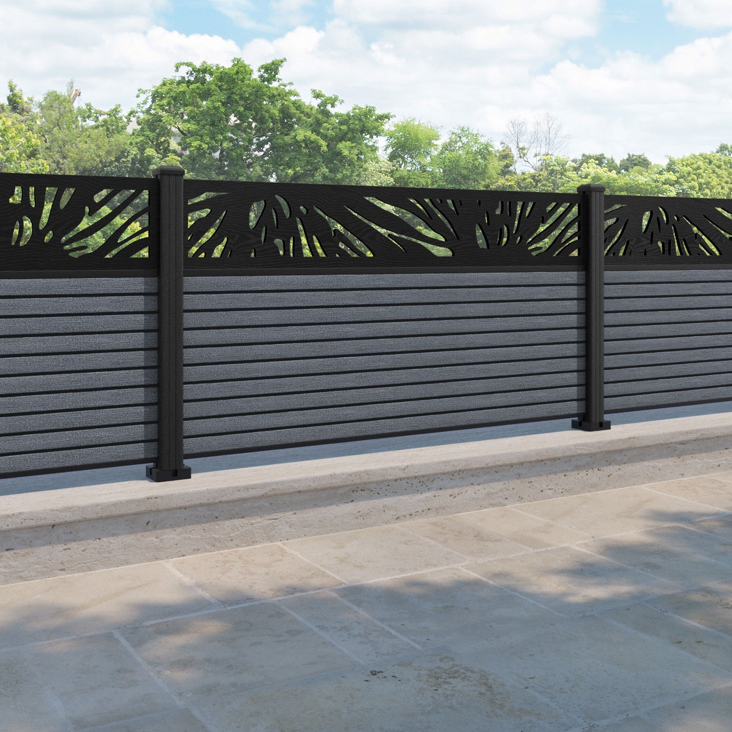 Hudson Poppy Fence Panel - Anthracite - with our composite posts