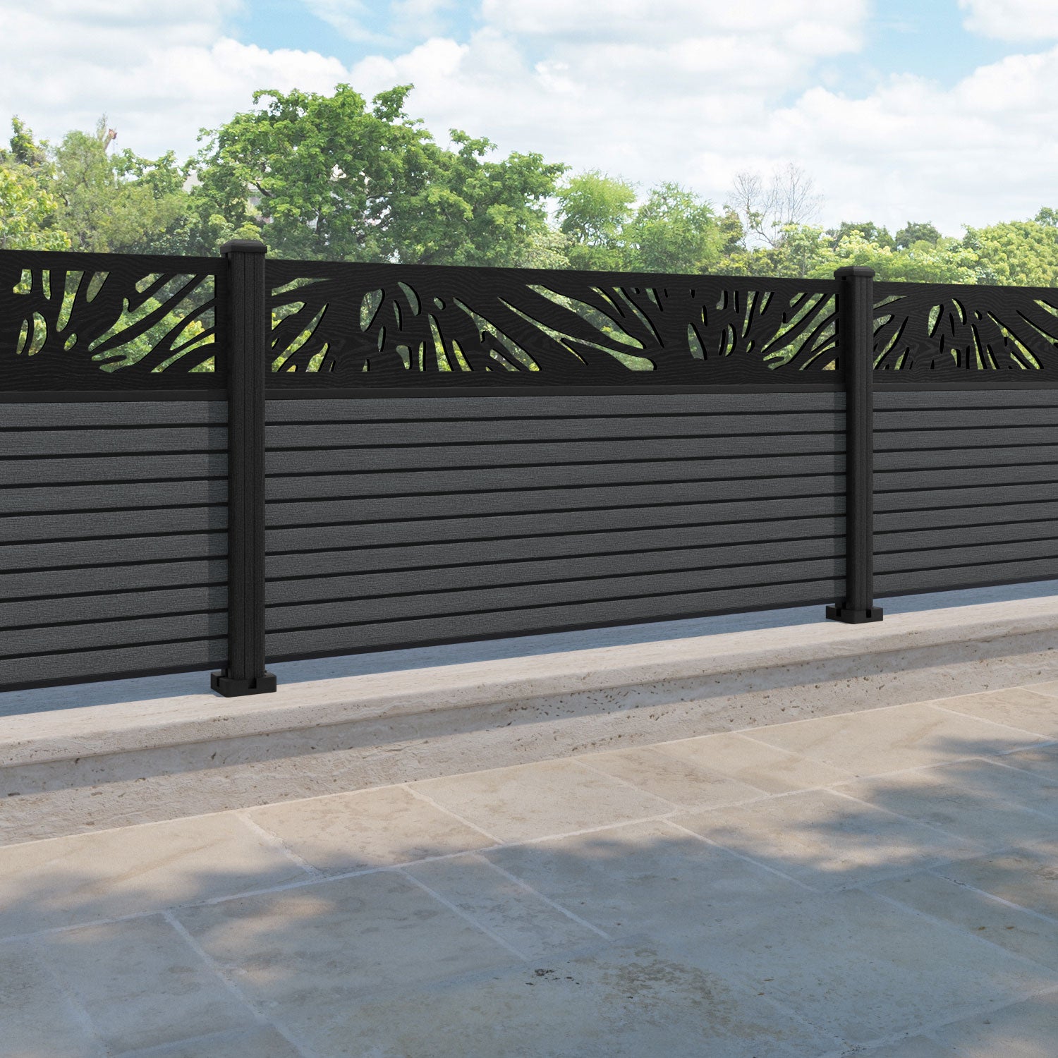 Hudson Poppy Fence Panel - Dark Grey - with our composite posts