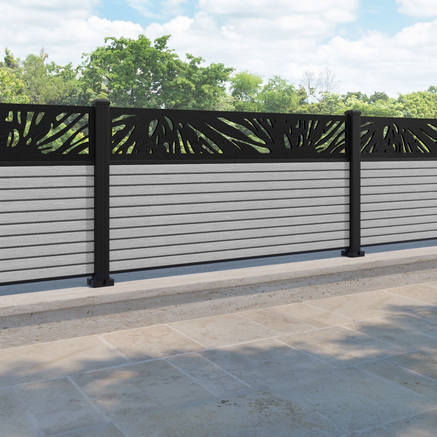 Hudson Poppy Fence Panel - Light Grey - with our aluminium posts