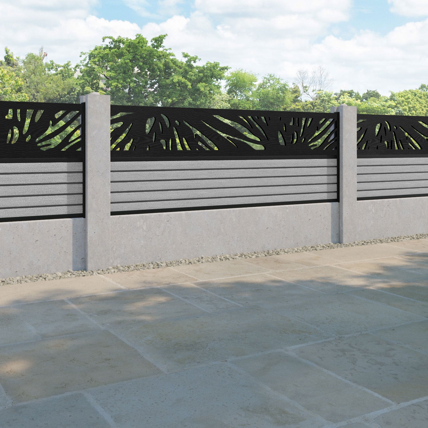 Hudson Poppy Fence Panel - Light Grey - for existing concrete posts