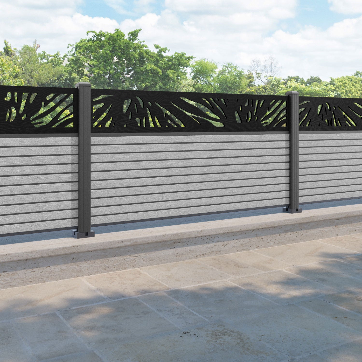 Hudson Poppy Fence Panel - Light Grey - with our aluminium posts