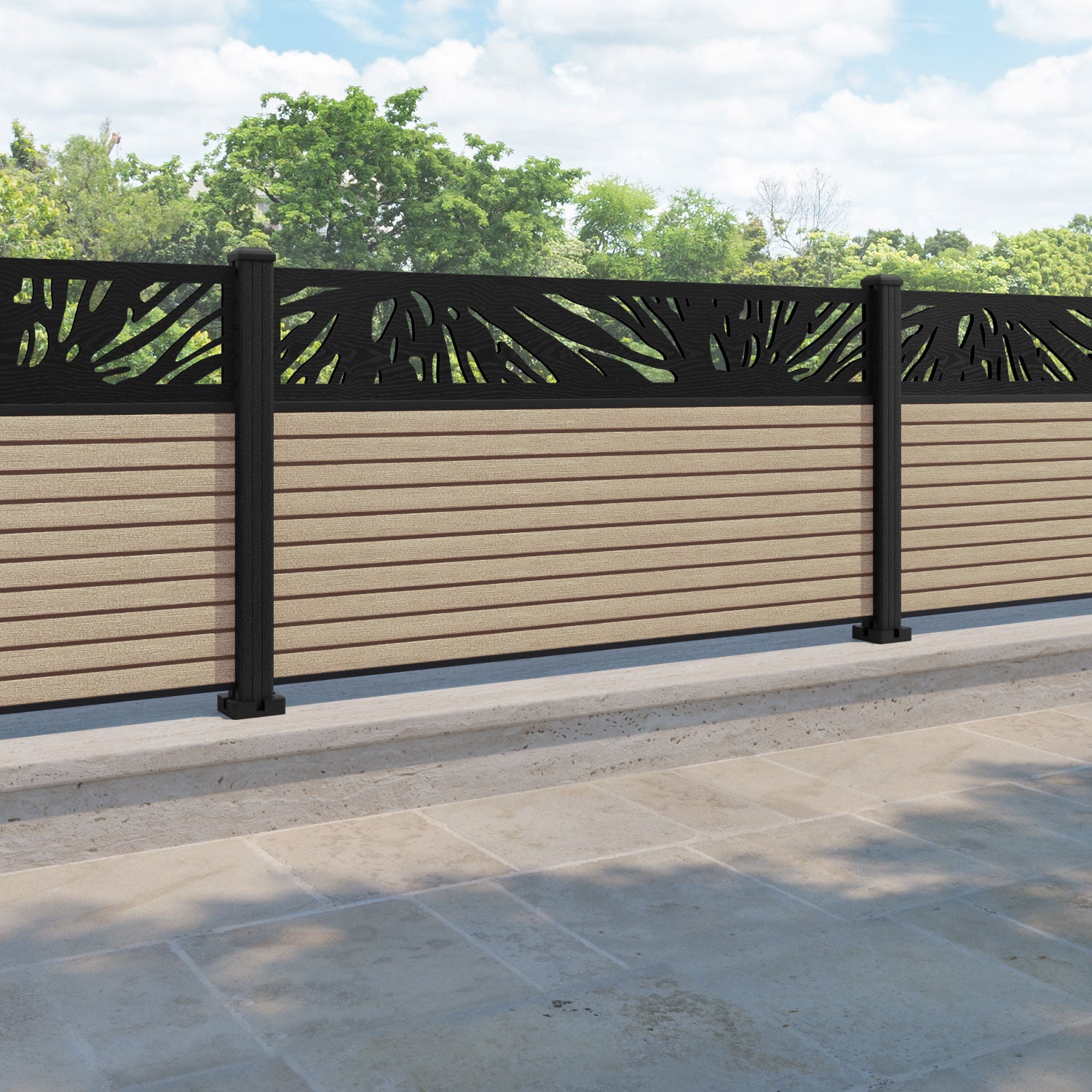 Hudson Poppy Fence Panel - Light Oak - with our composite posts