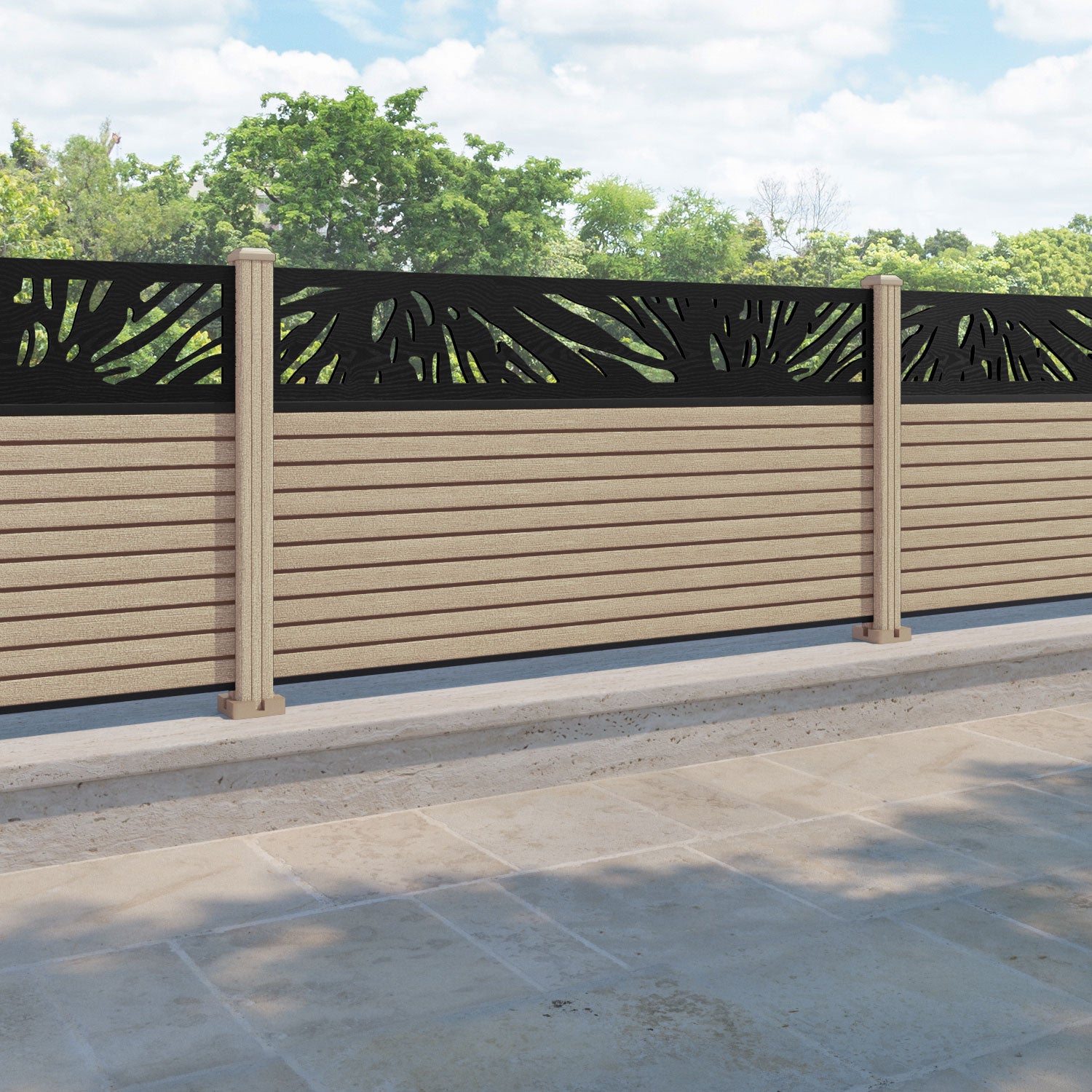 Hudson Poppy Fence Panel - Light Oak - with our composite posts