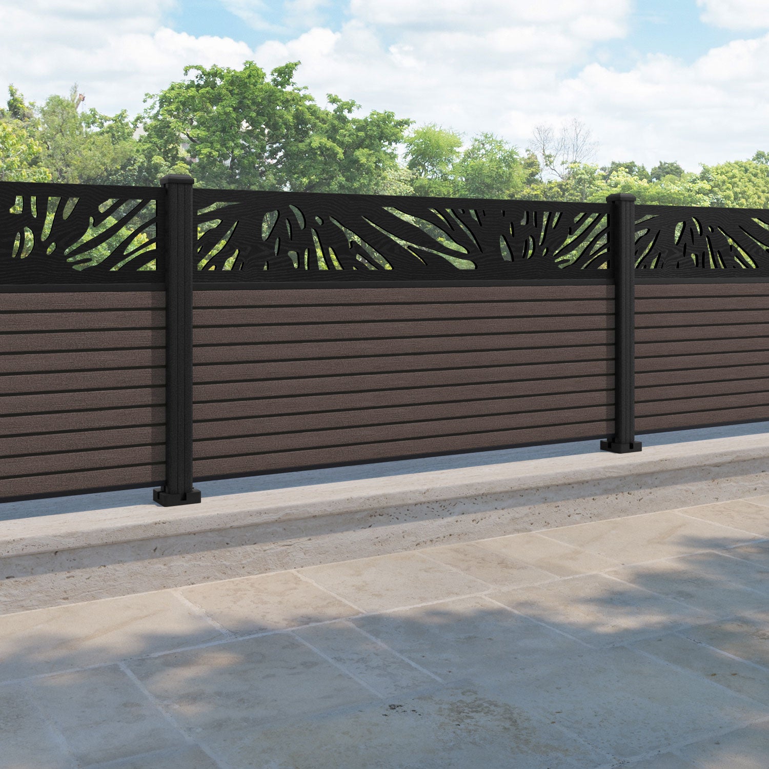 Hudson Poppy Fence Panel - Mid Brown - with our composite posts